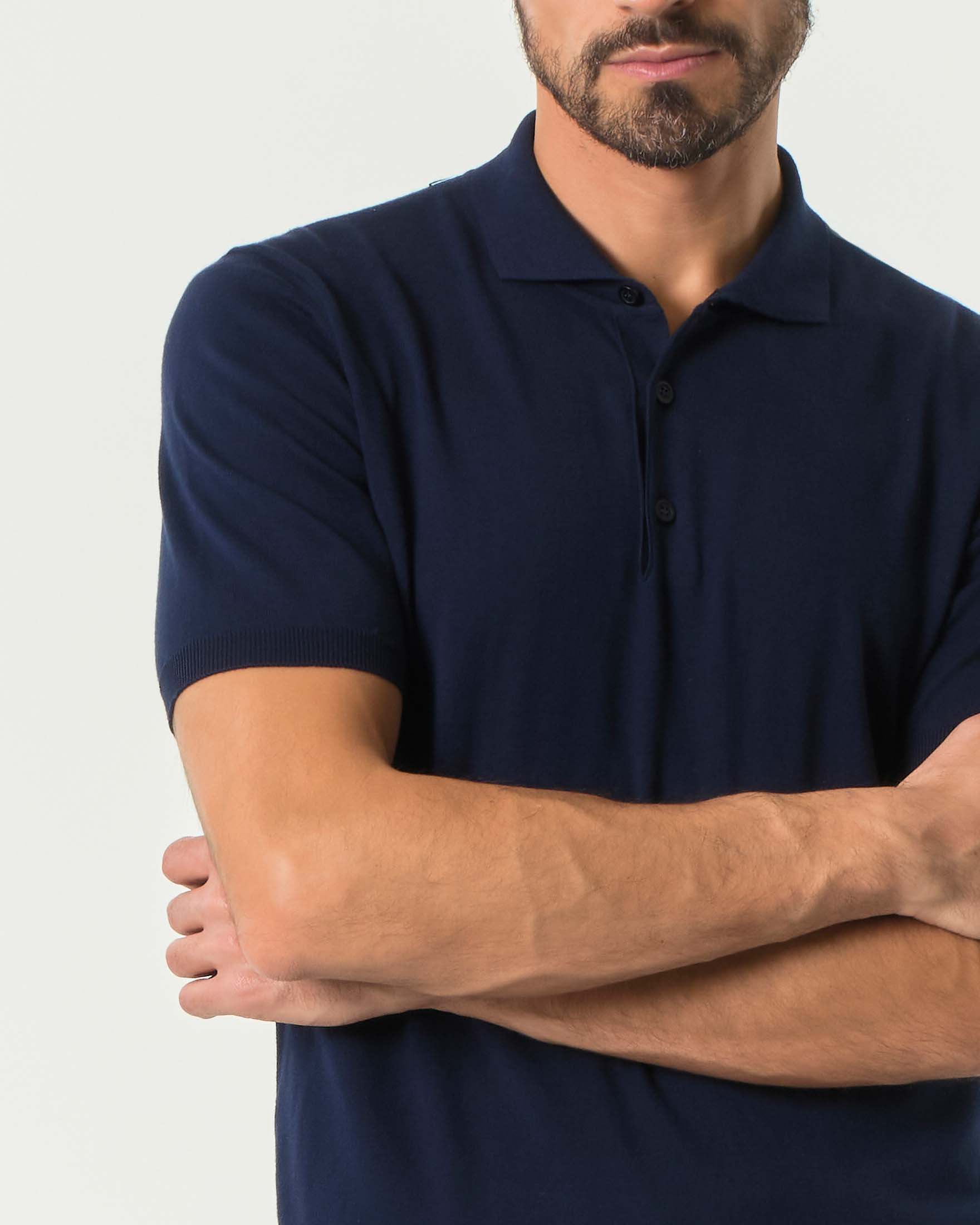Polo blu Pellizzari in maglia di puro cotone image