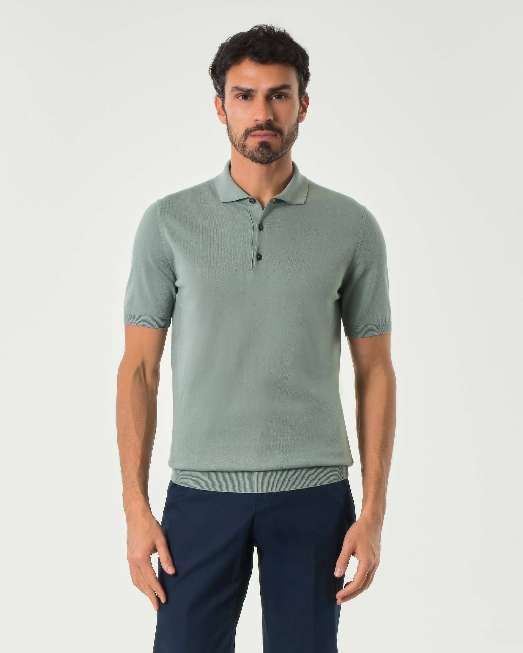 Polo salvia Pellizzari in maglia di puro cotone