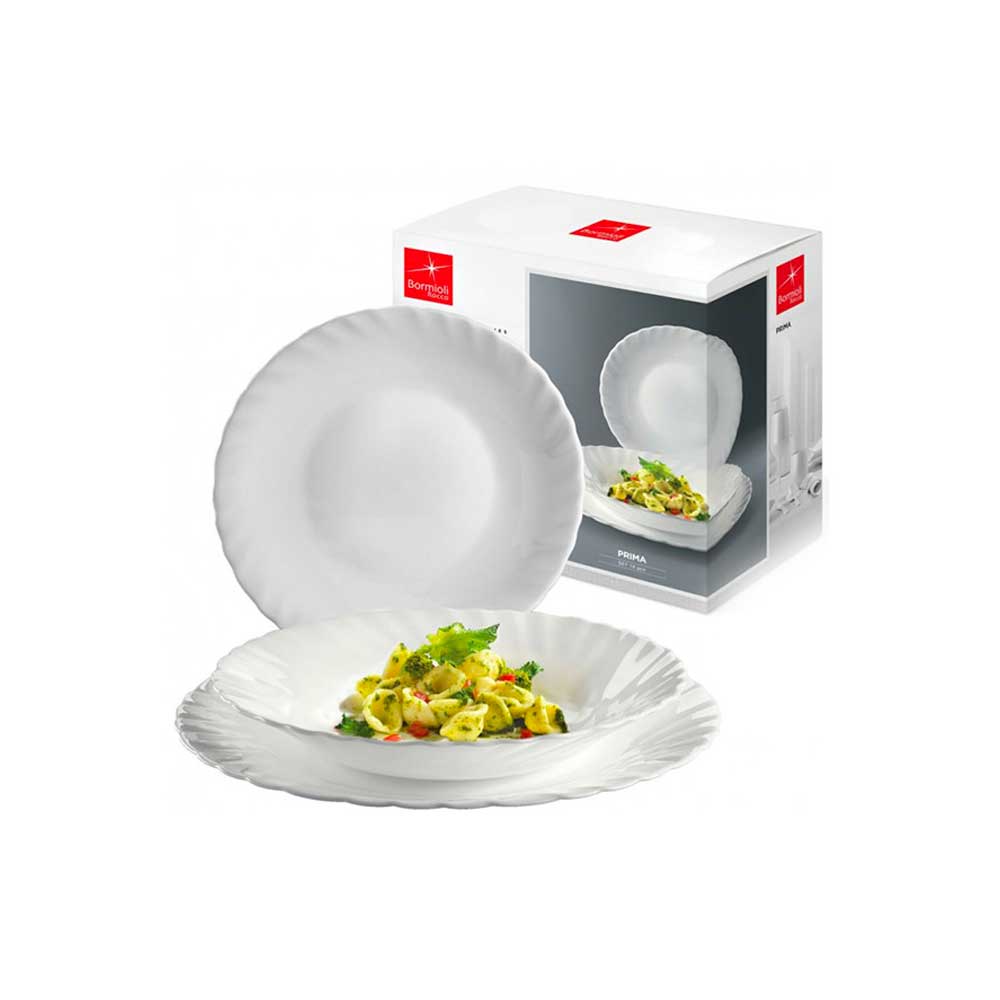 Bormioli Servizio 18 Piatti Prima Colore Bianco