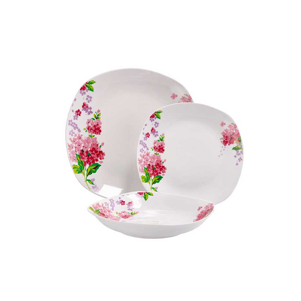 Ad Trend Servizio 18 PIatti Decorazione Floreale In Porcellana