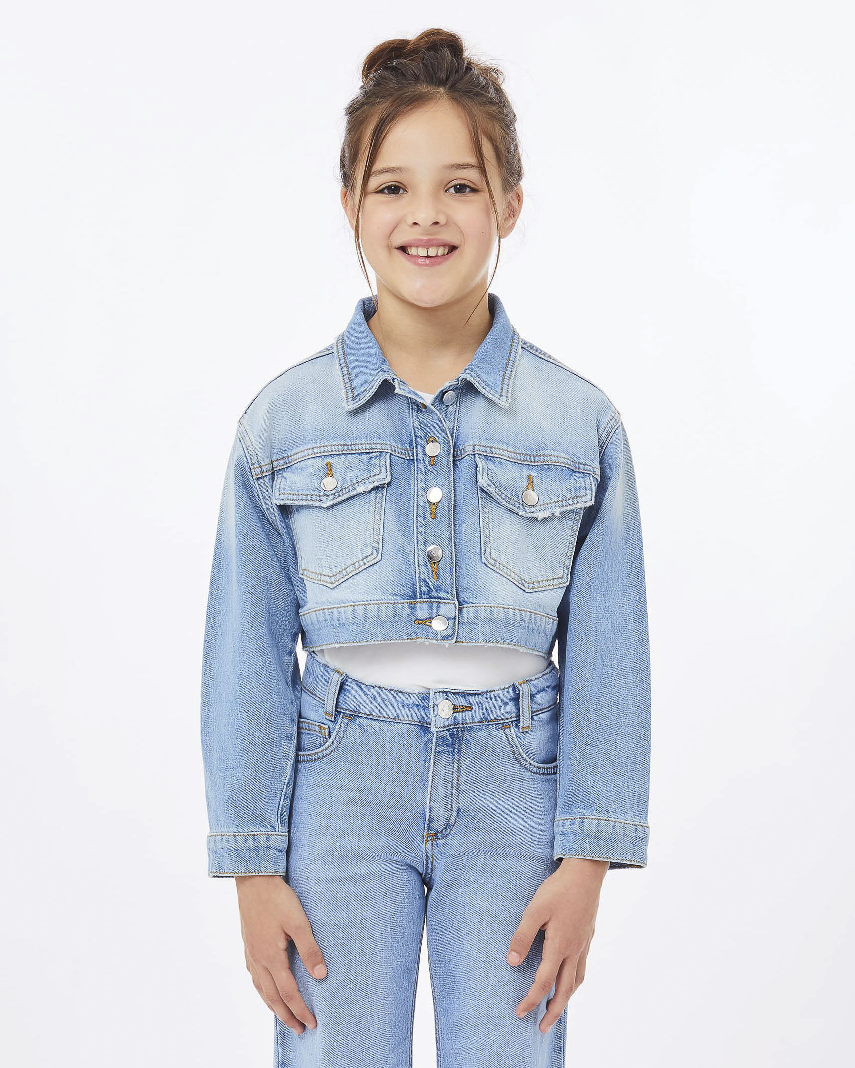 Giubbino cropped Liu-Jo in denim a lavaggio chiaro super stone washed
