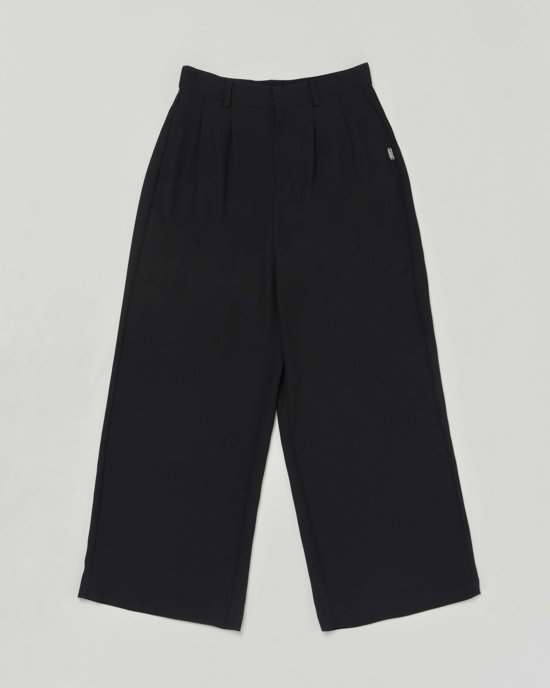 Pantalone a palazzo nero in crêpe