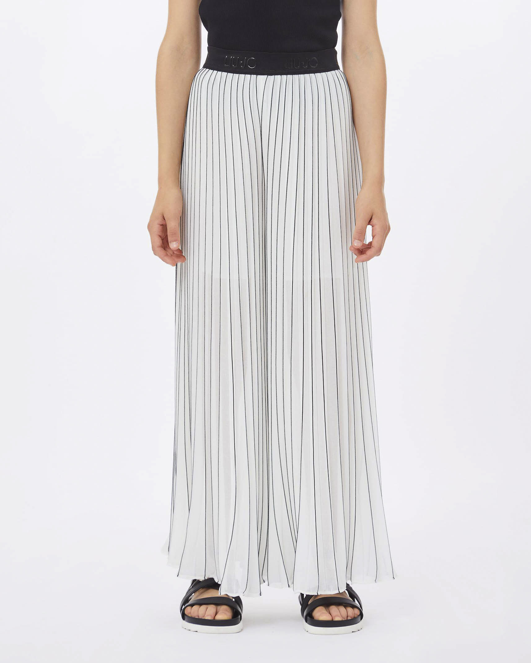 Pantalone palazzo Liu-Jo bianco e nero plisettato
