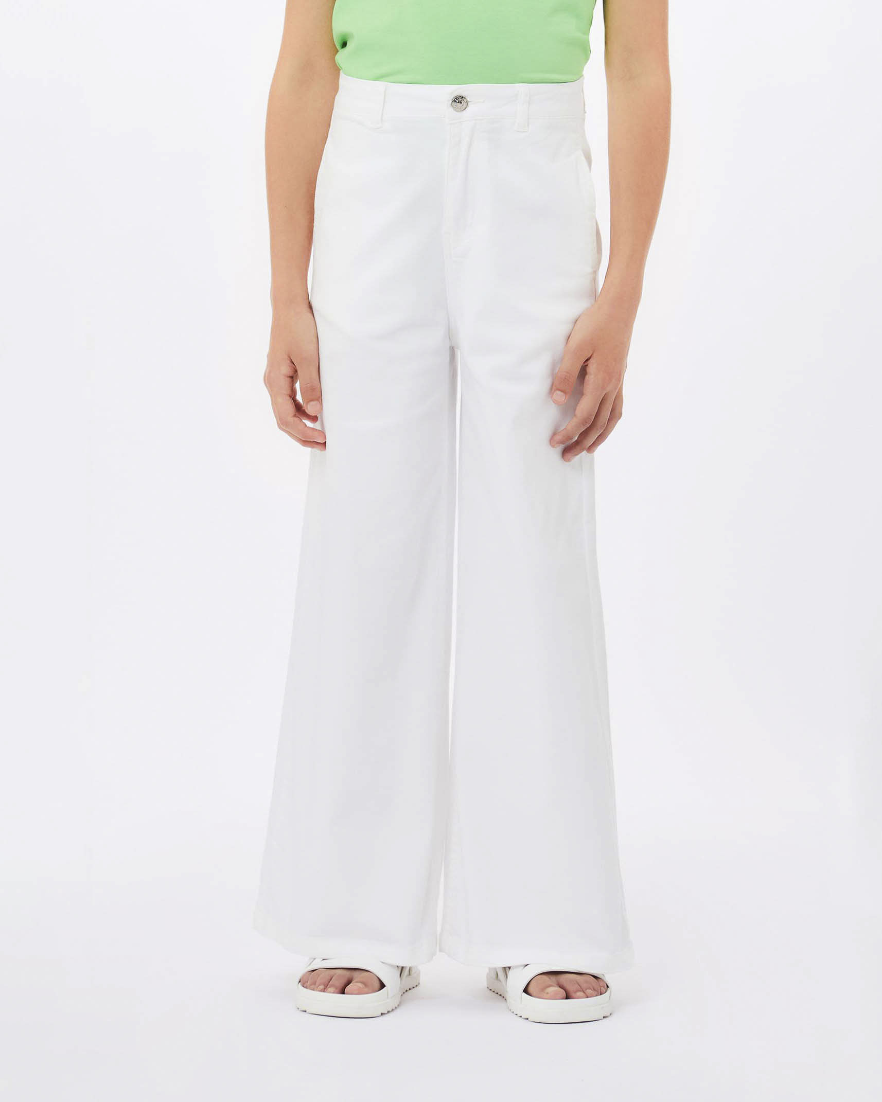 Jeans bianco wide leg Liu-Jo in gabardina di cotone stretch