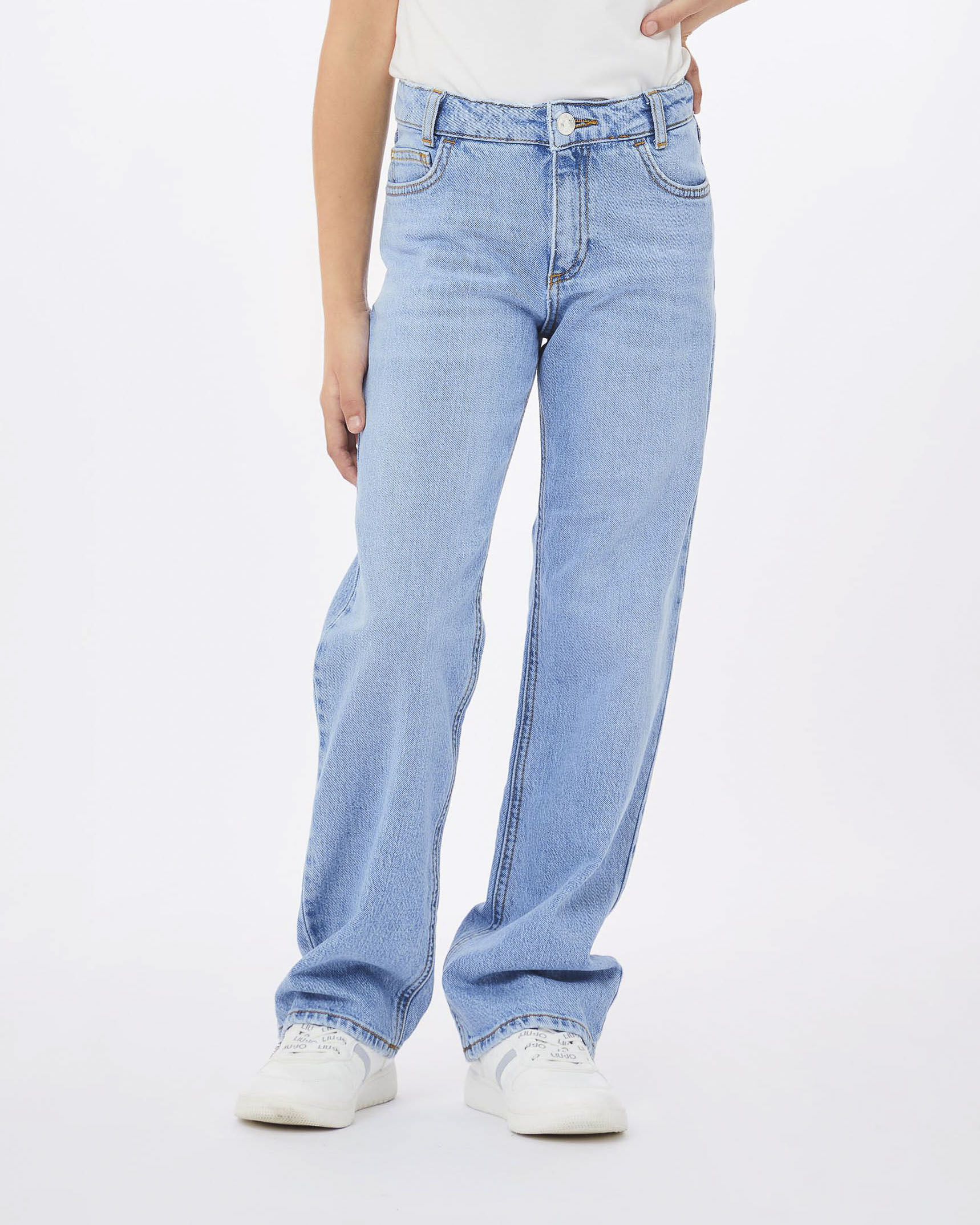 Jeans wide leg a lavaggio chiaro super stone washed