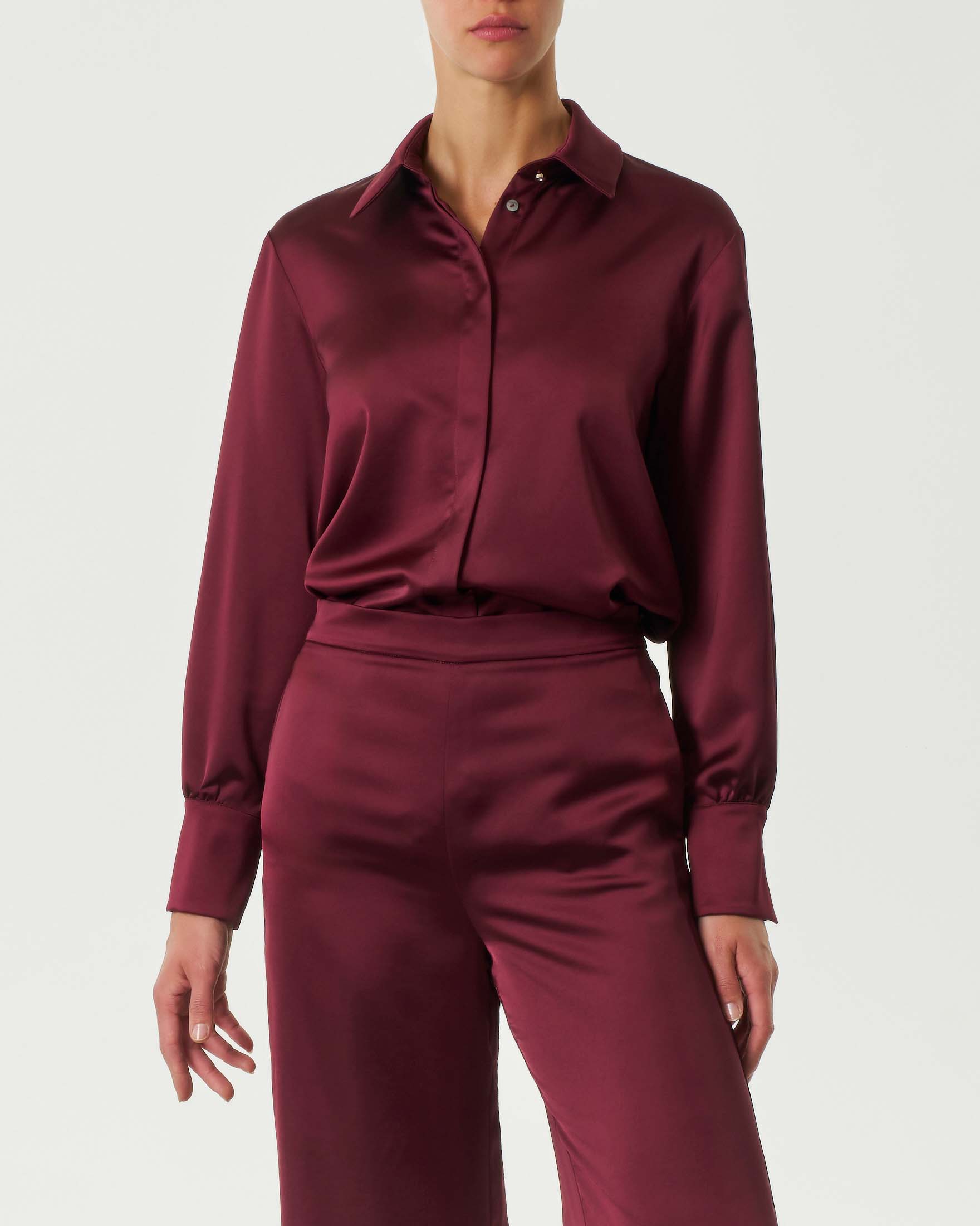 Mango - Camicia in raso color bordeaux