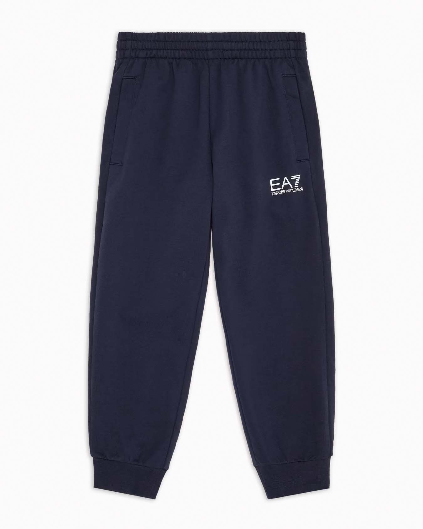 Pantaloni jogger EA7 blu in felpa di cotone