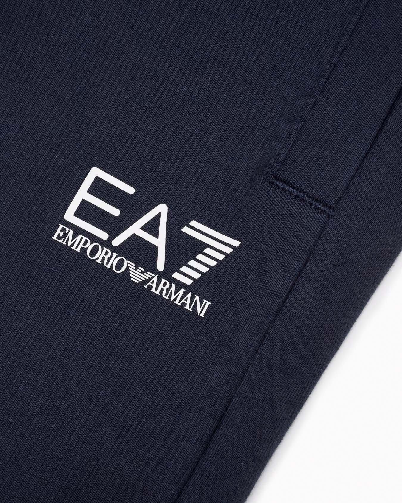 Pantalone EA7 jogger blu in felpa di cotone