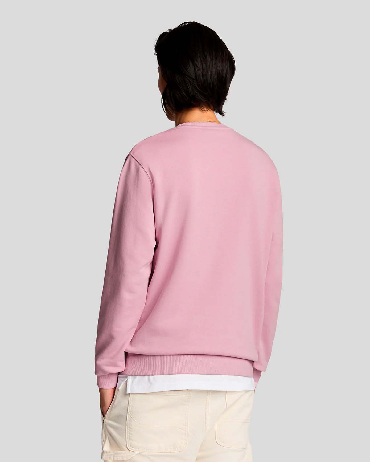 Felpa rosa girocollo in cotone con logo aquila gialla sul petto