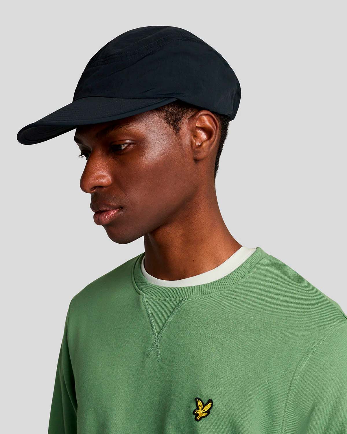Felpa verde girocollo in cotone con logo aquila gialla sul petto