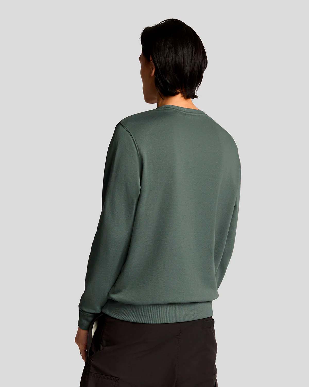 Felpa verde militare girocollo in cotone con logo aquila gialla sul petto