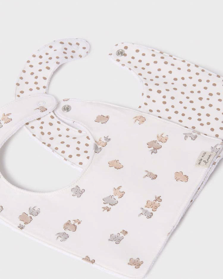 Set due bavaglini squadrati con animaletti e pois image