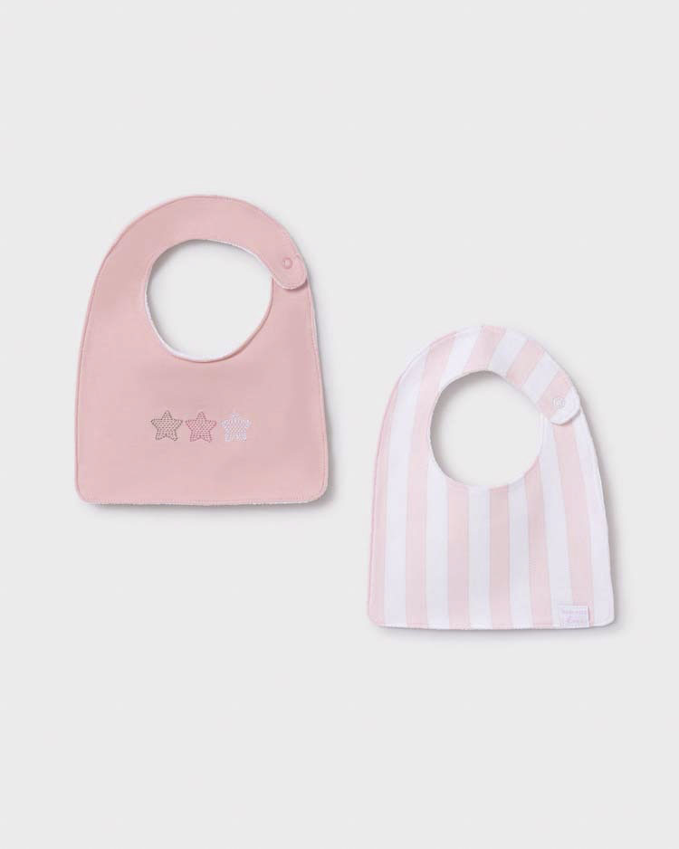 Set due bavaglini rosa squadrati con stelle e righe