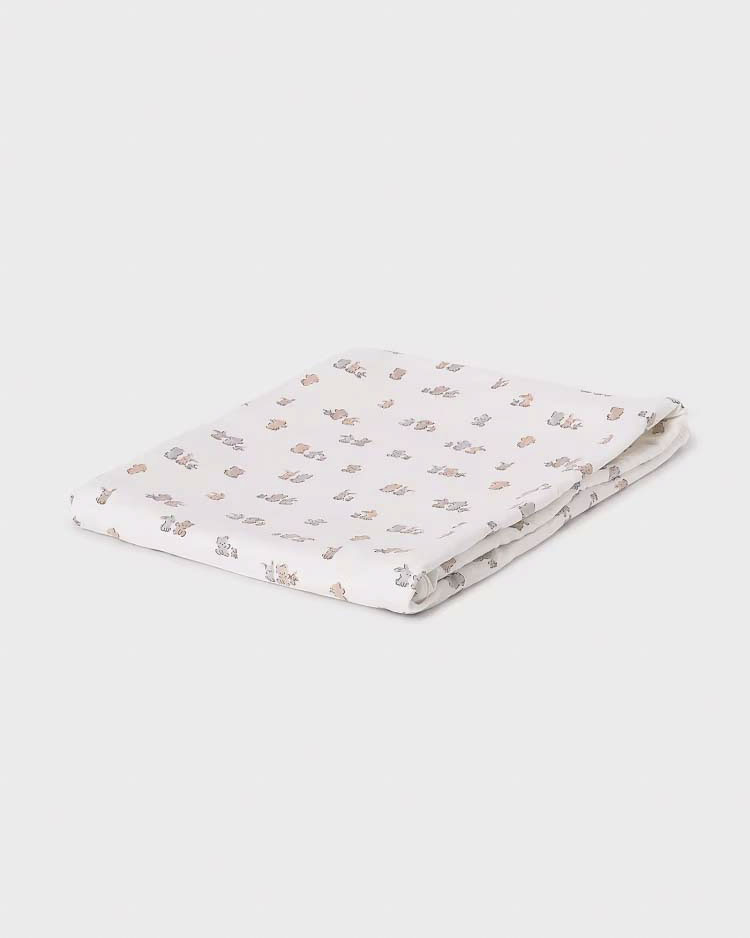Copertina con fantasia animaletti in misto cotone e viscosa