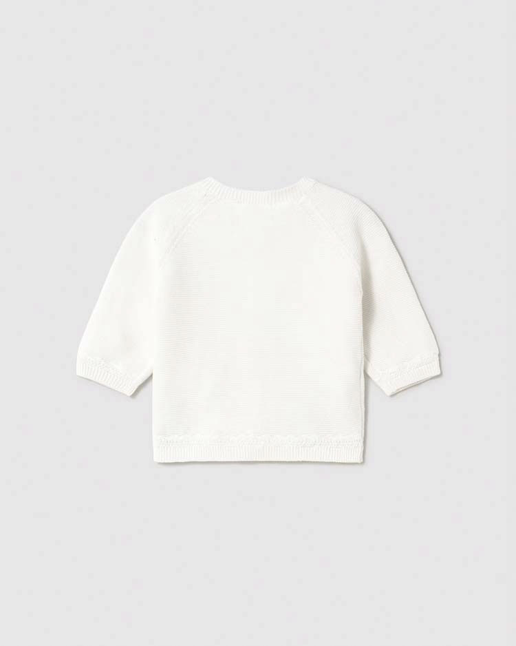 Cardigan tricot color panna in puro cotone image