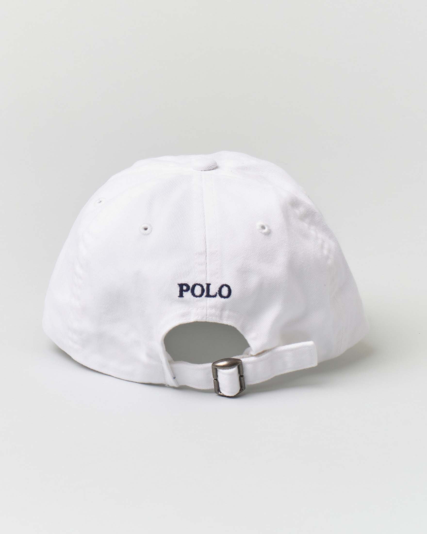 Berretto bianco Polo Ralph Lauren con frontino in cotone e logo pony blu image