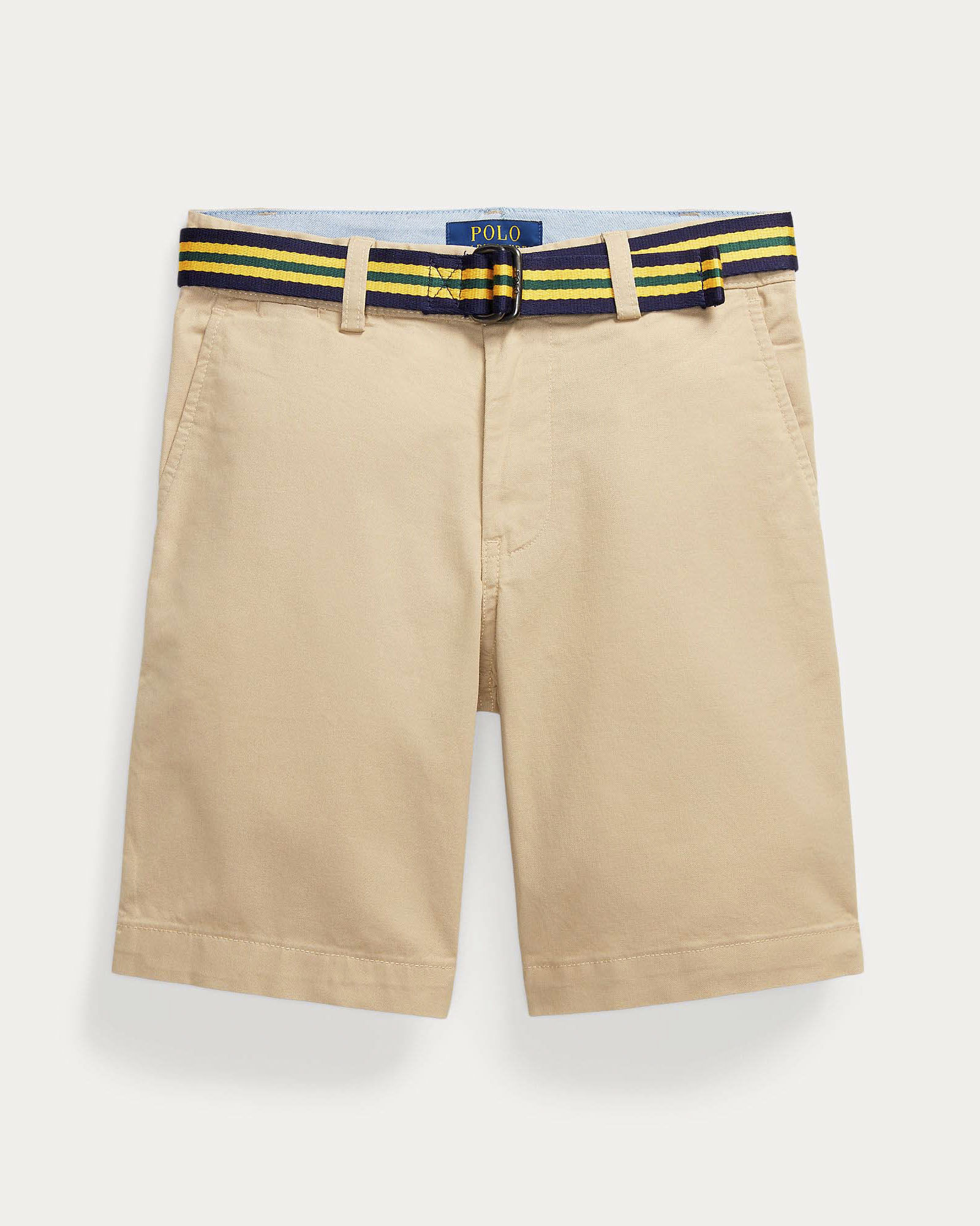 Bermuda chino beige Polo Ralph Lauren in twill di cotone stretch con cintura