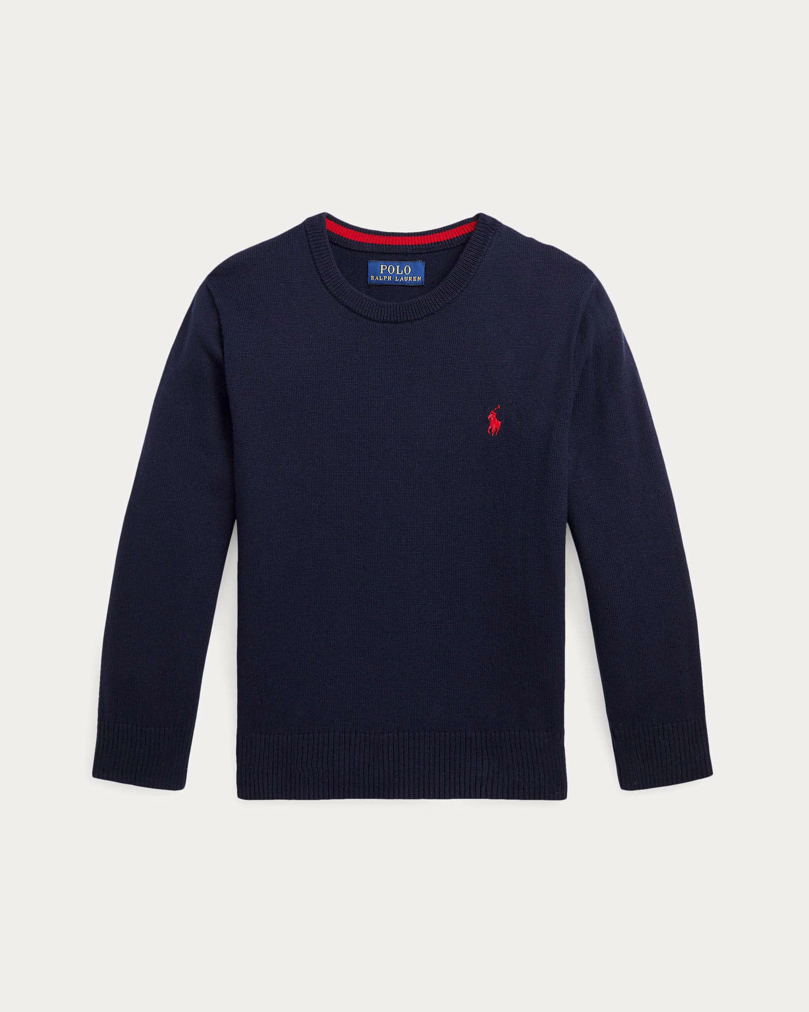 Maglia Polo blu girocollo in cotone con logo pony rosso