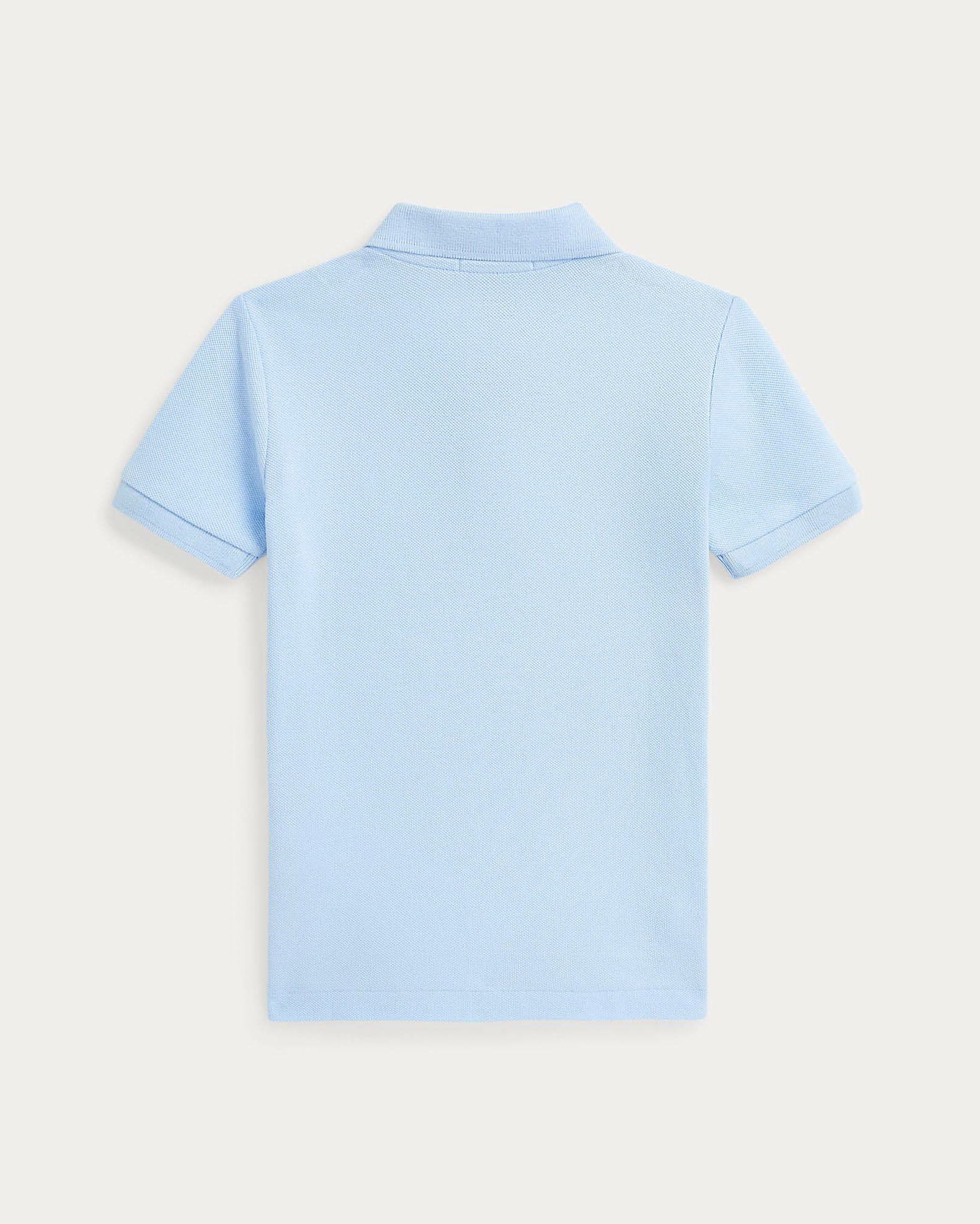 Polo azzurra mezza manica Polo Ralph Lauren in piquet di cotone con logo pony bianco image