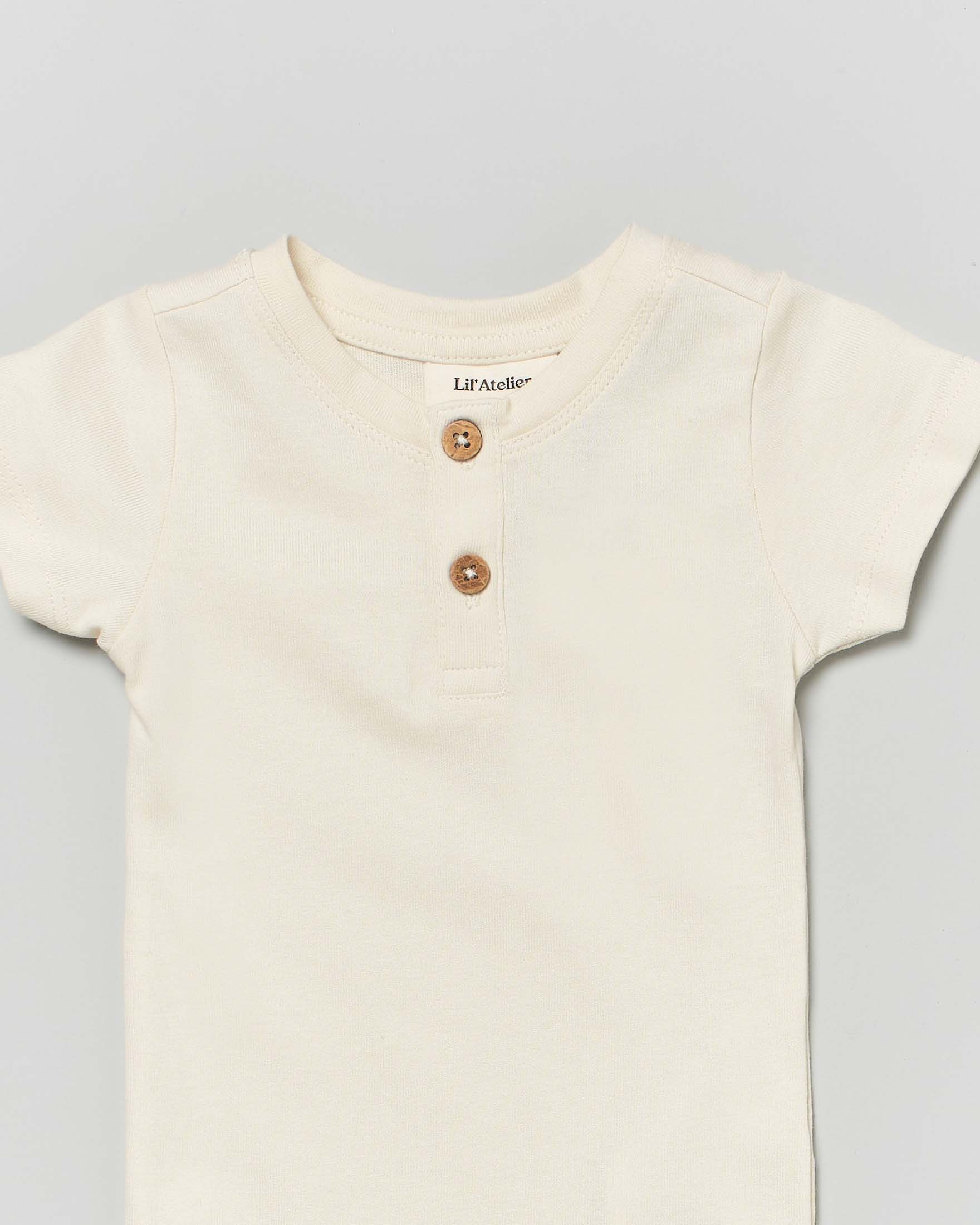 Body ecrù Lil'Atelier in cotone a mezze maniche image