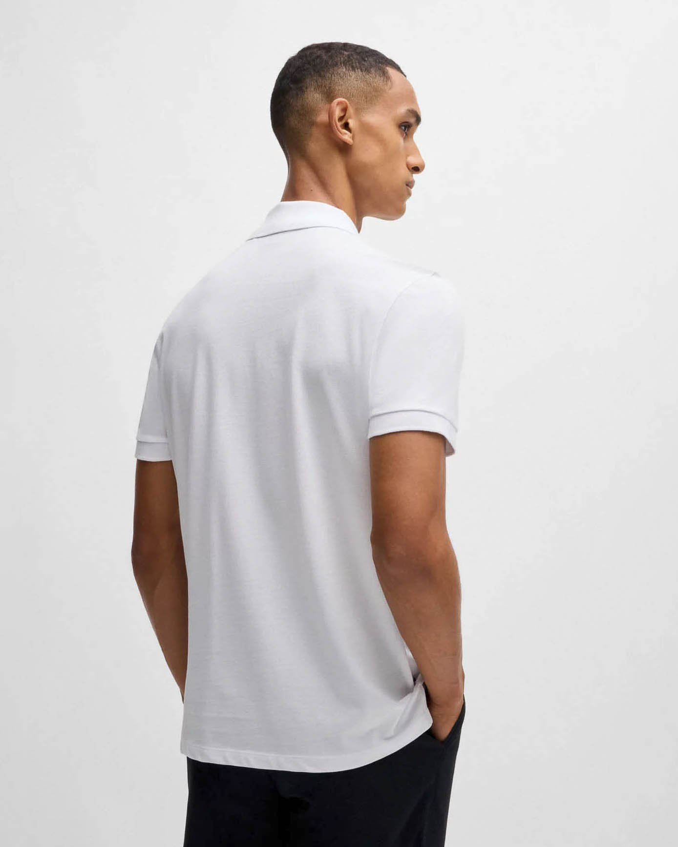 Polo Boss Pallas bianca mezza manica in puro piquè di cotone tinta unita image