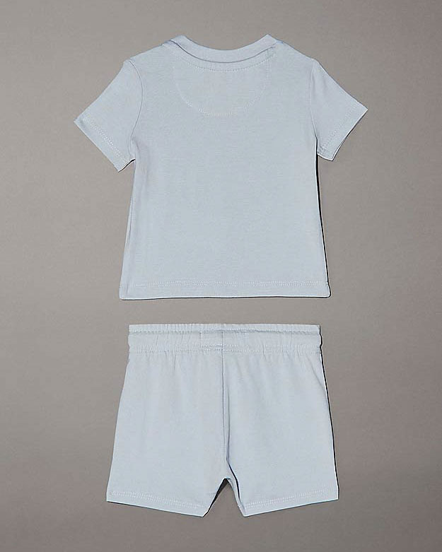 Completo t-shirt e bermuda in cotone stretch azzurro con logo monogramma image