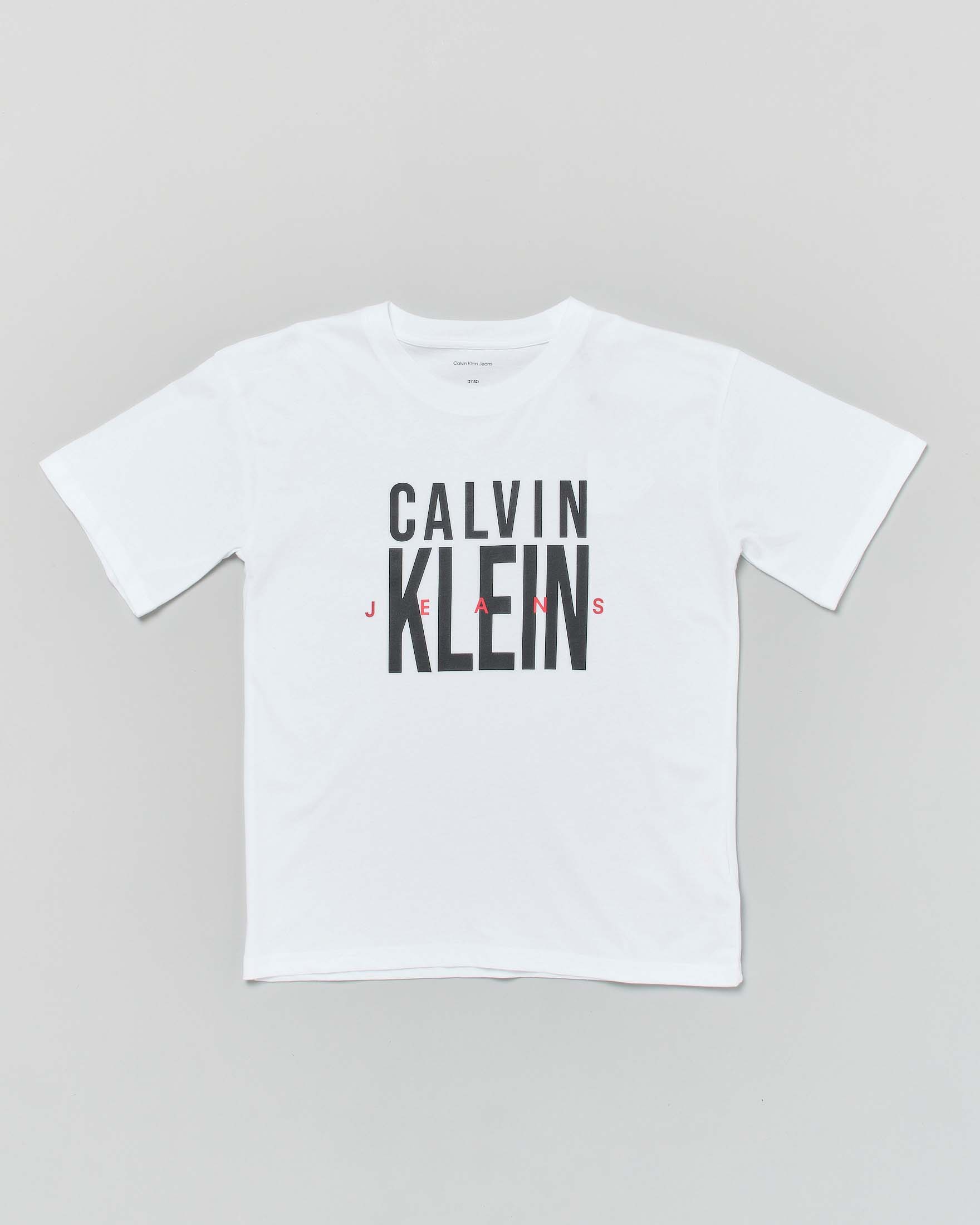 T-shirt bianca in puro cotone a maniche corte con maxi scritta logo