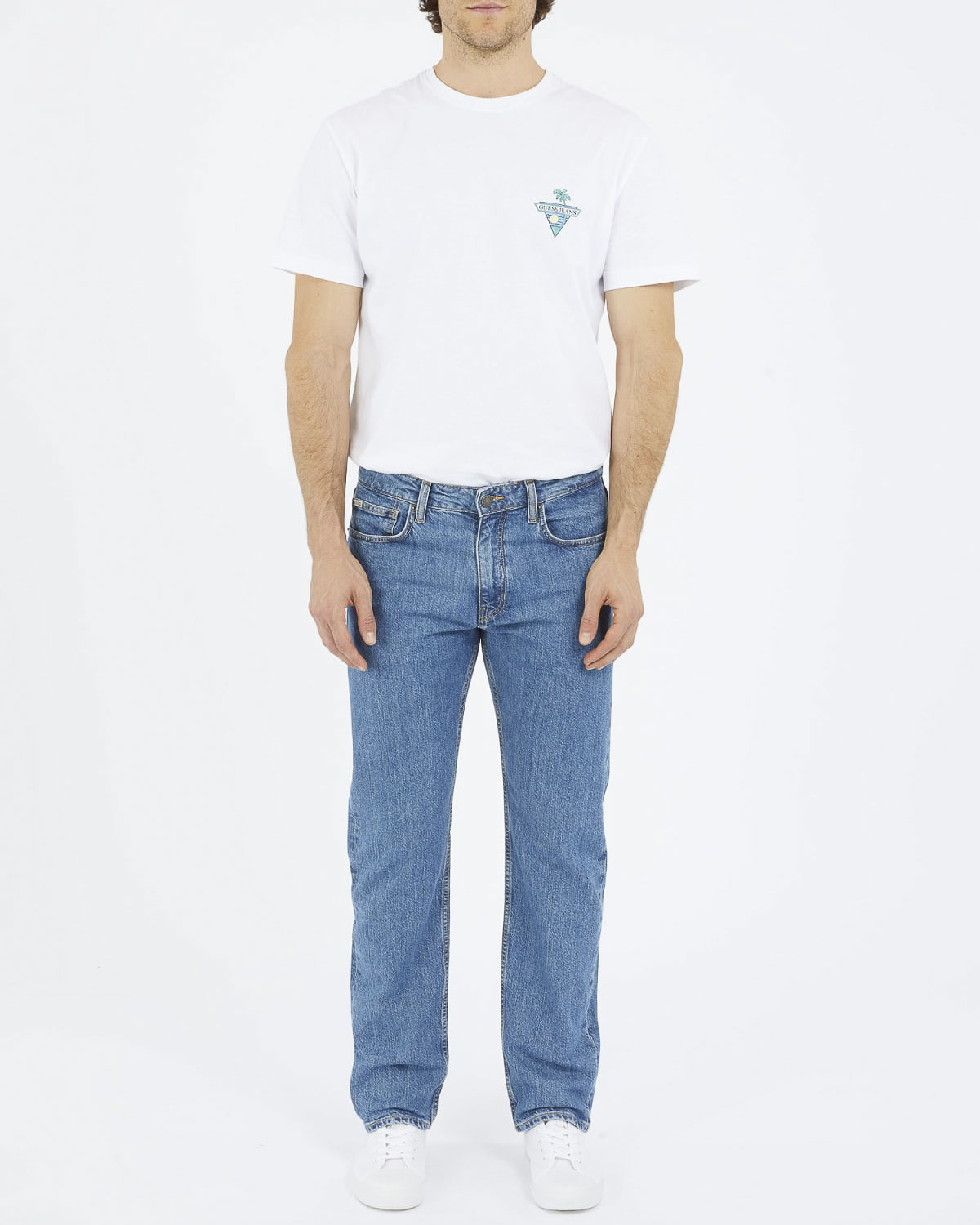 Jeans straight lavaggio medio stone washed in cotone stretch