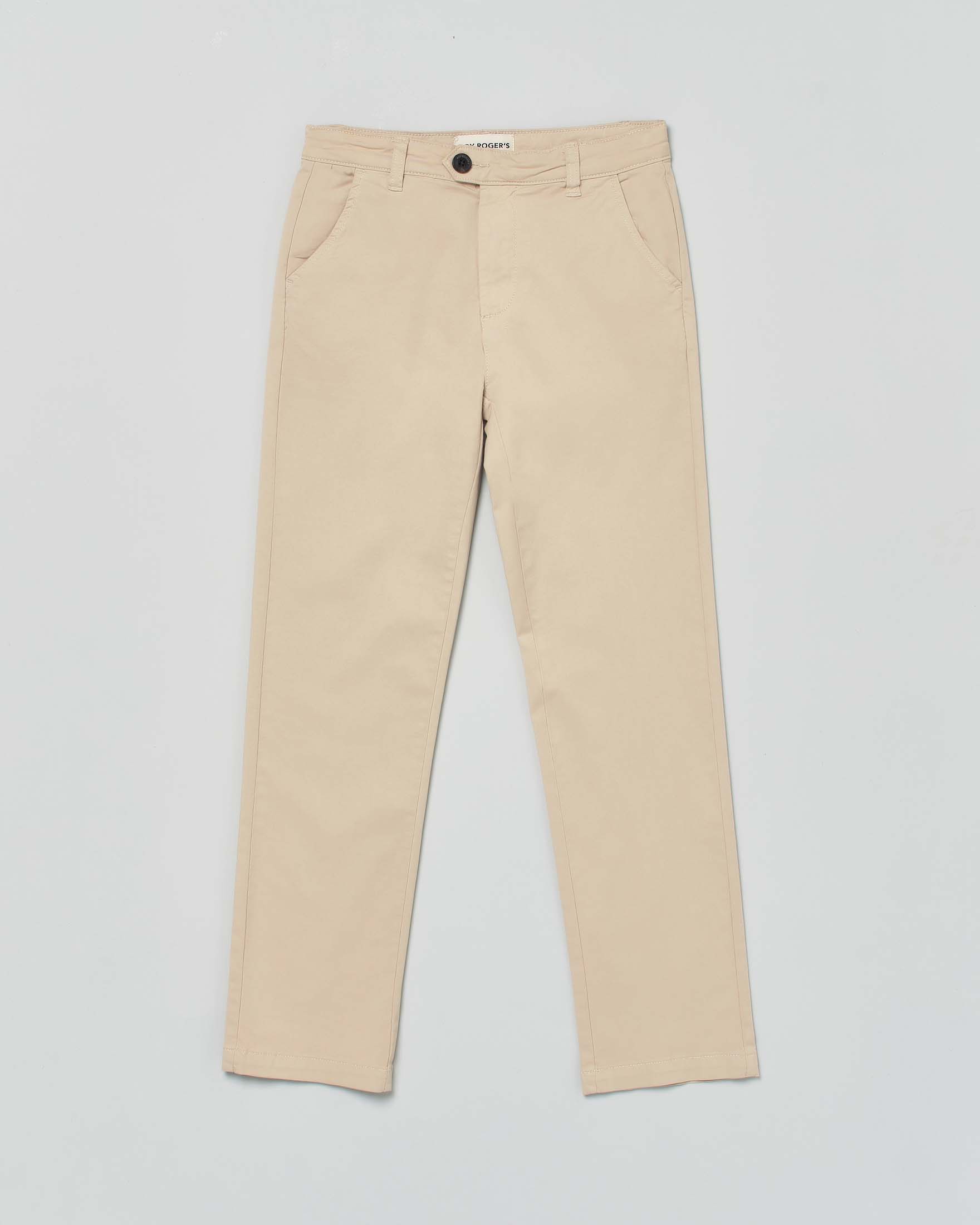 Pantalone chino color sabbia in gabardina di cotone stretch