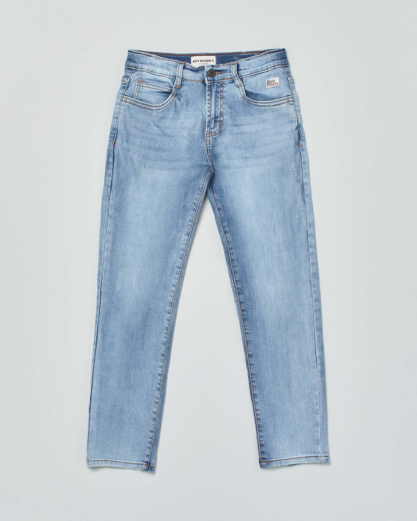 Jeans regular a lavaggio chiaro stone washed con baffature