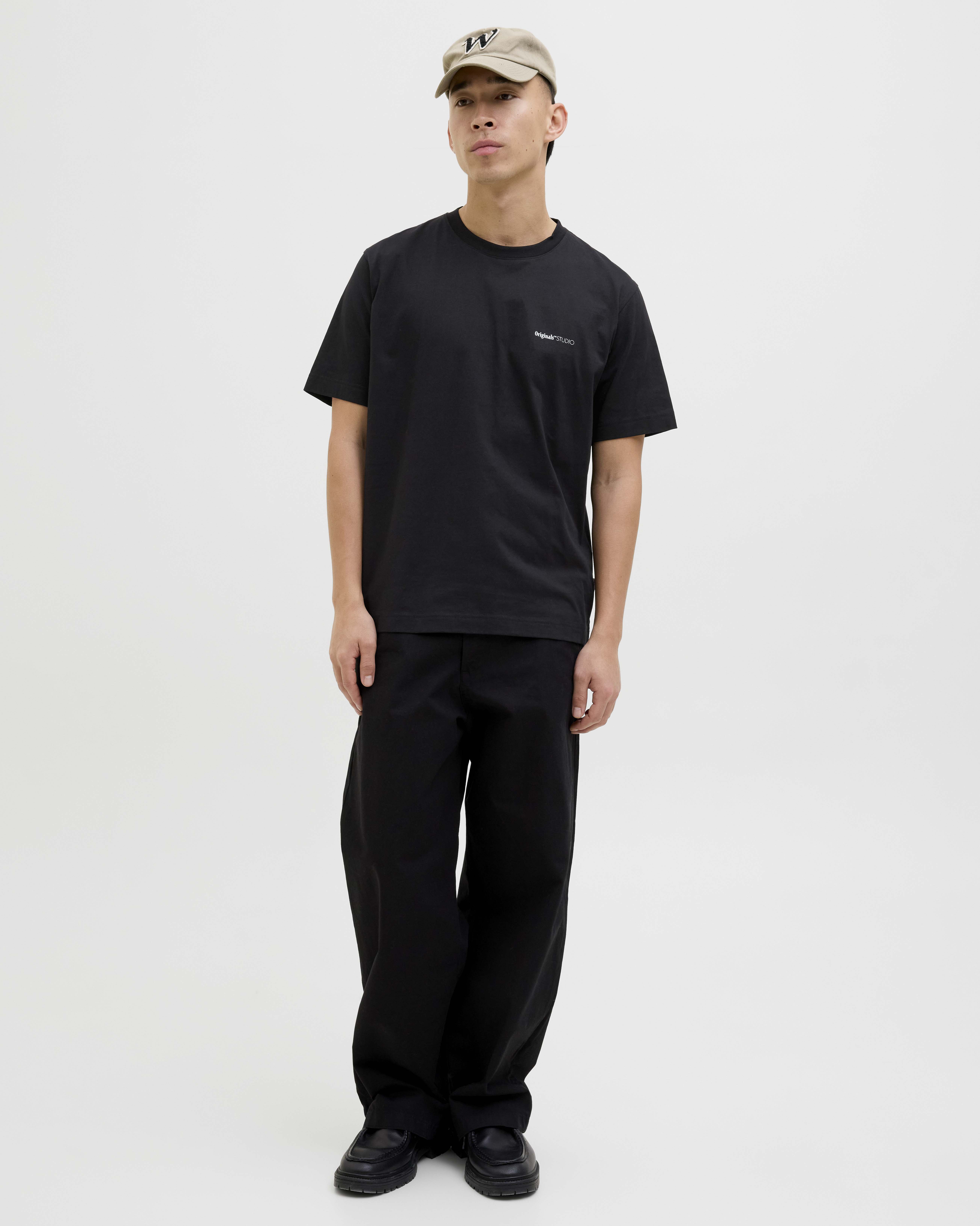 T-shirt nera relaxed-fit in puro cotone con stampa grafica floreale sul retro