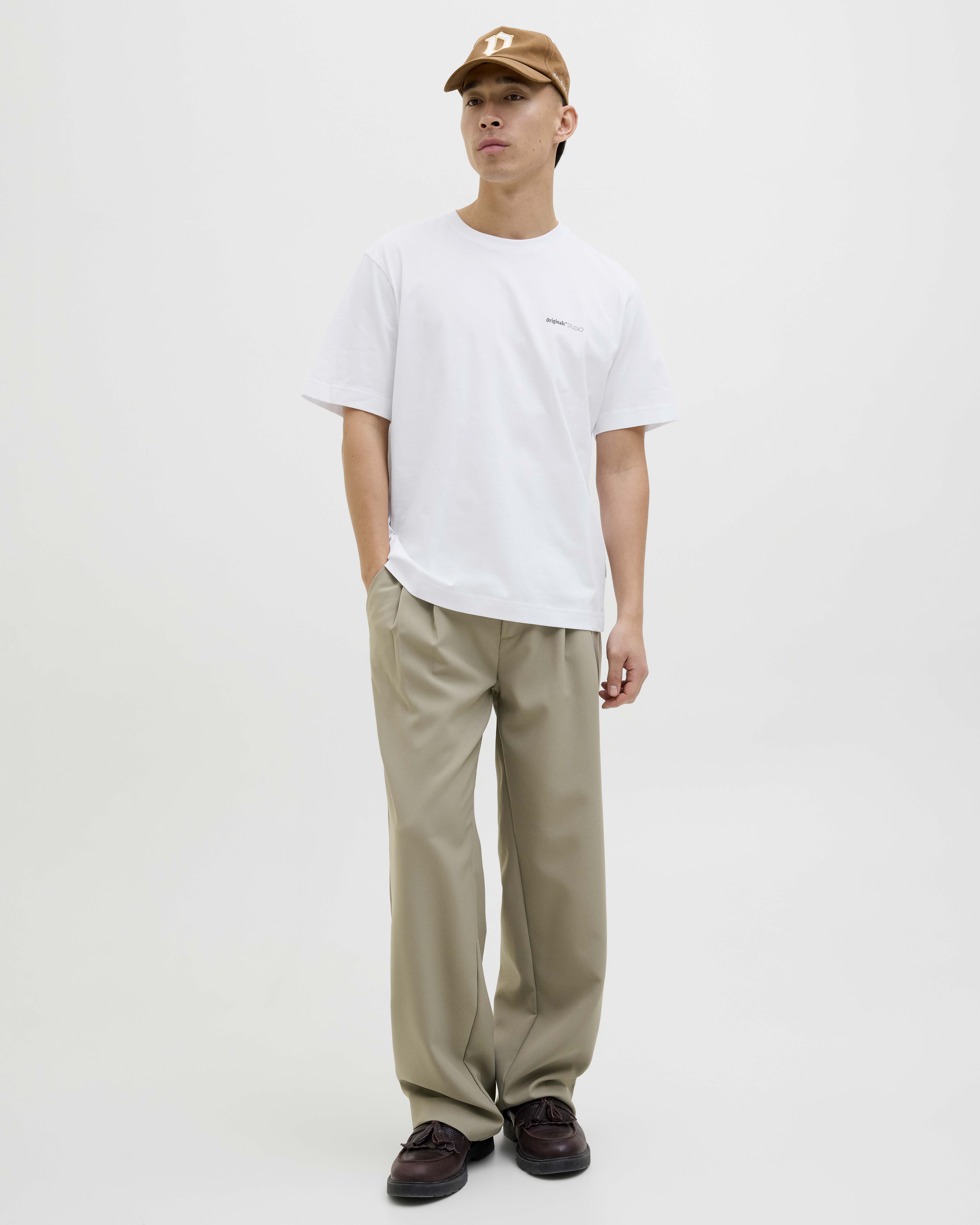 T-shirt bianca relaxed-fit in puro cotone con stampa grafica floreale sul retro