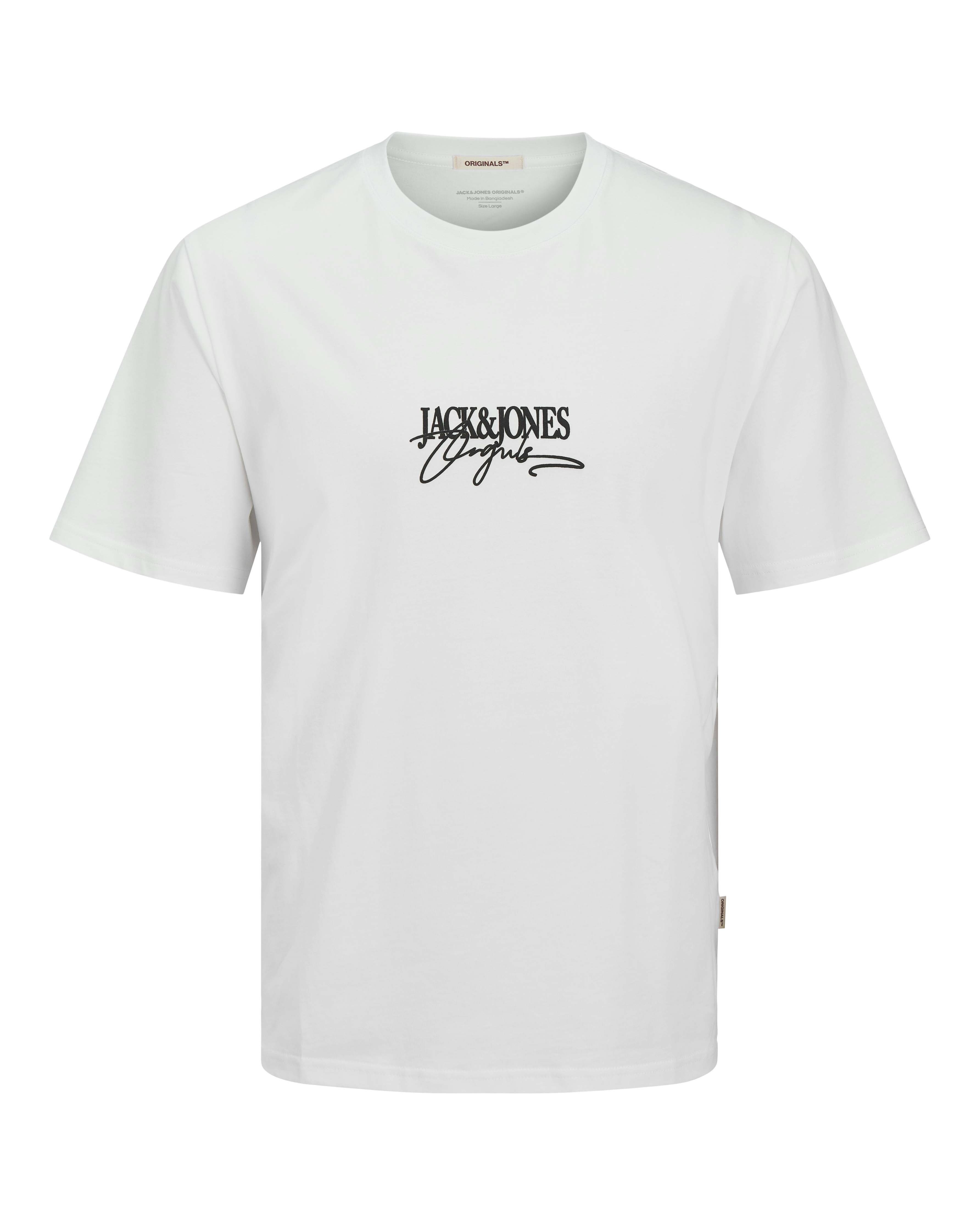 T-shirt bianca in jersey di puro cotone con stampa logo frontale nera
