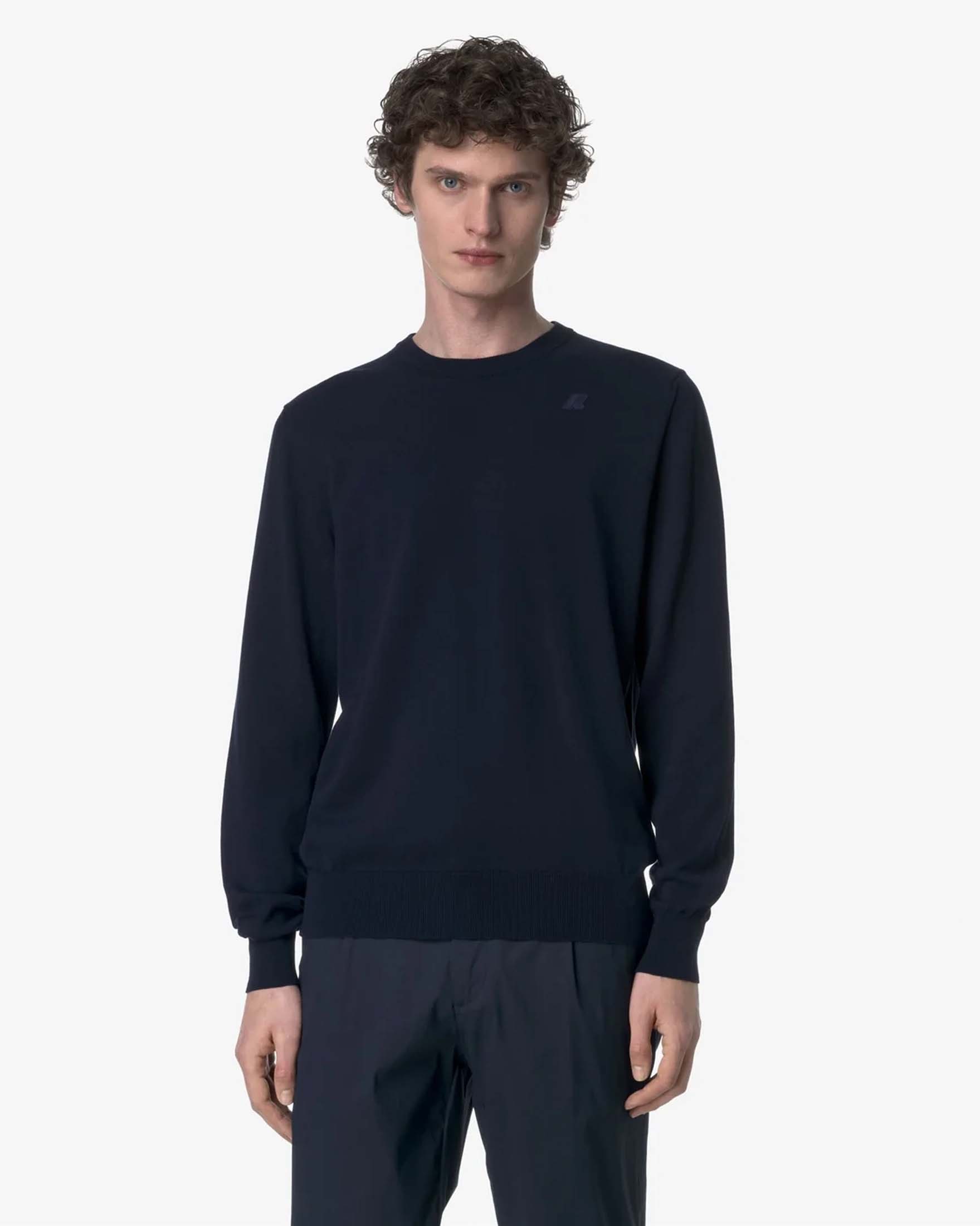 Maglia K-way blu girocollo in puro cotone