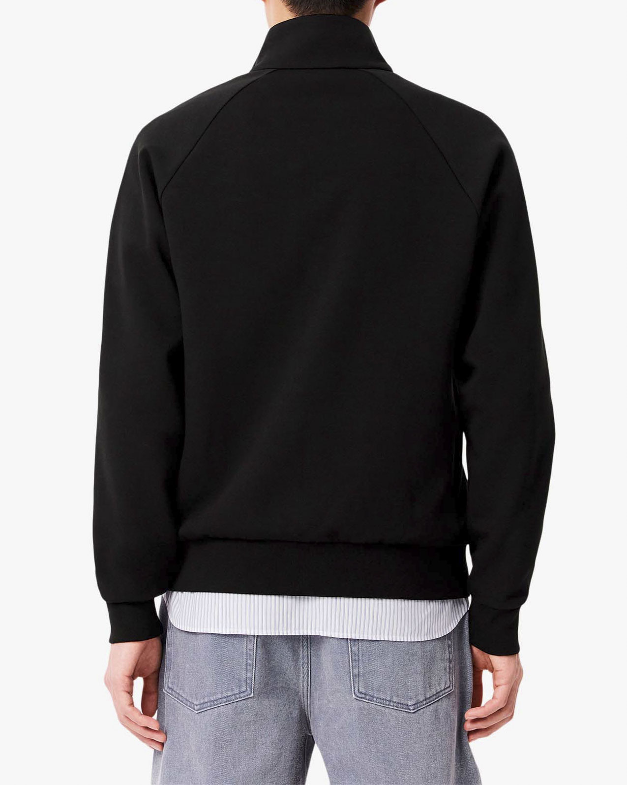Felpa Lacoste nera in interlock di cotone con chiusura zip e logo coccodrillo in tono image