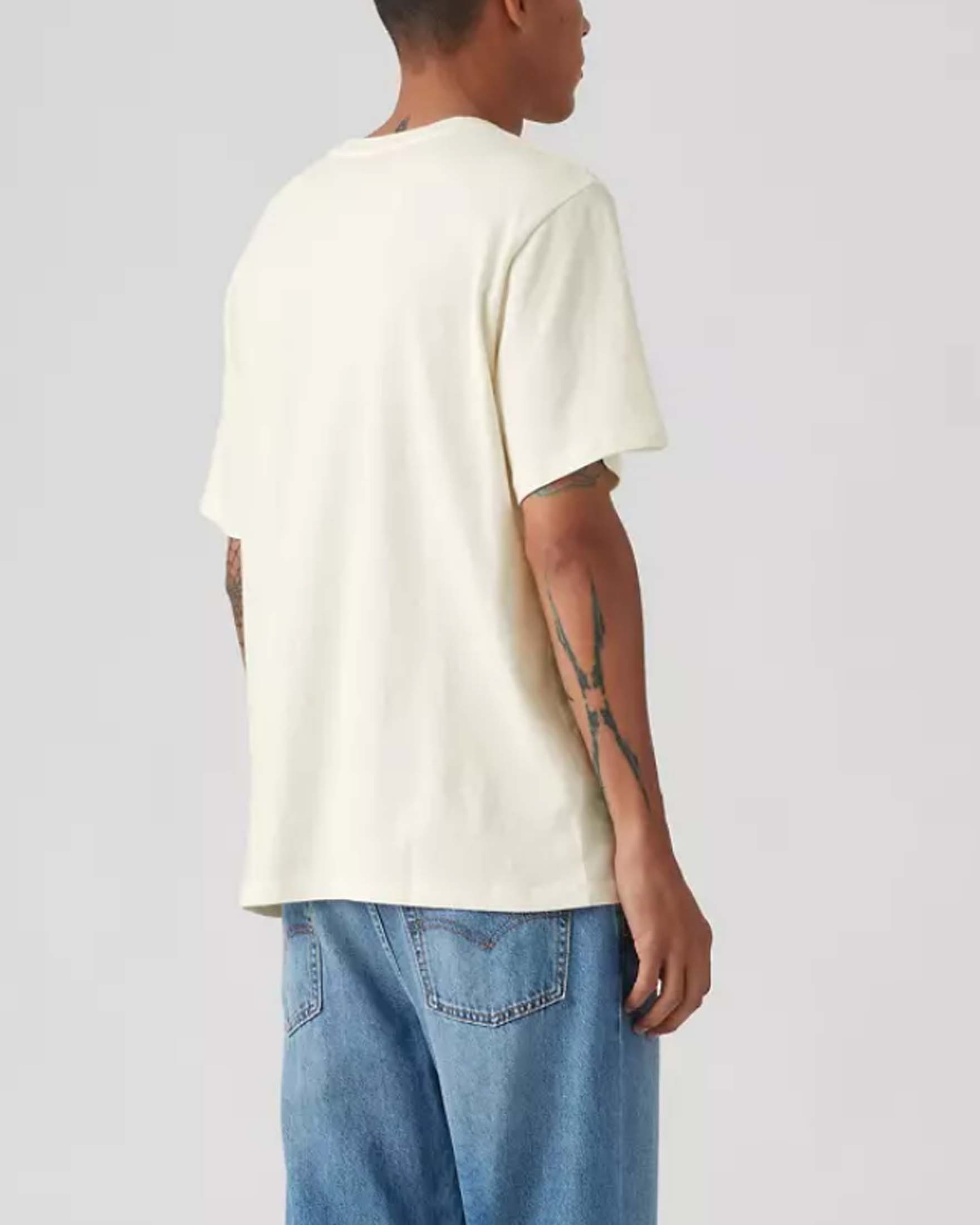 T-shirt panna mezza manica con grafica logo vintage davanti image