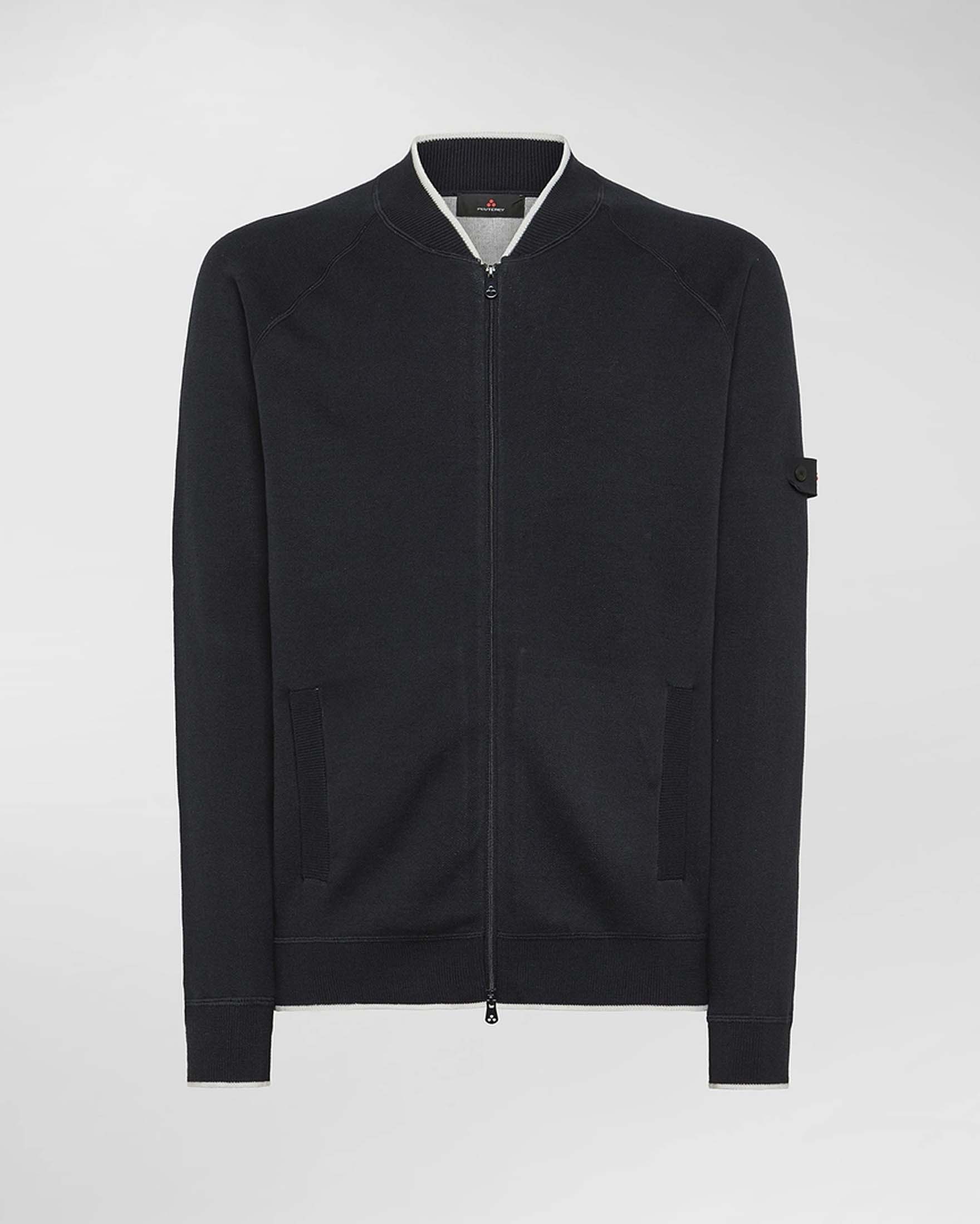 Maglia Peuterey blu in tricot di misto cotone e poliammide con chiusura zip