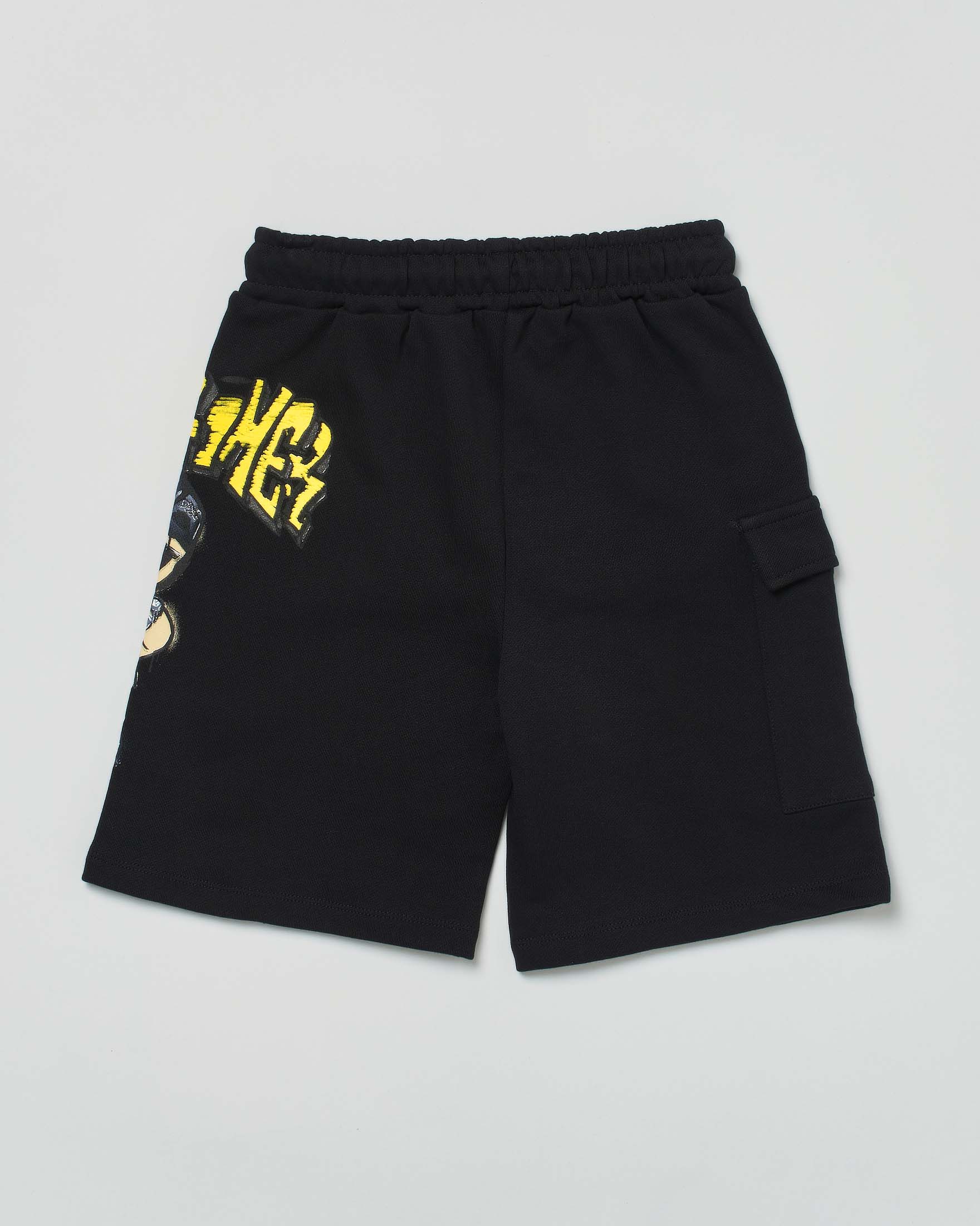 Bermuda nero con grafica orso rapper e maxi logo