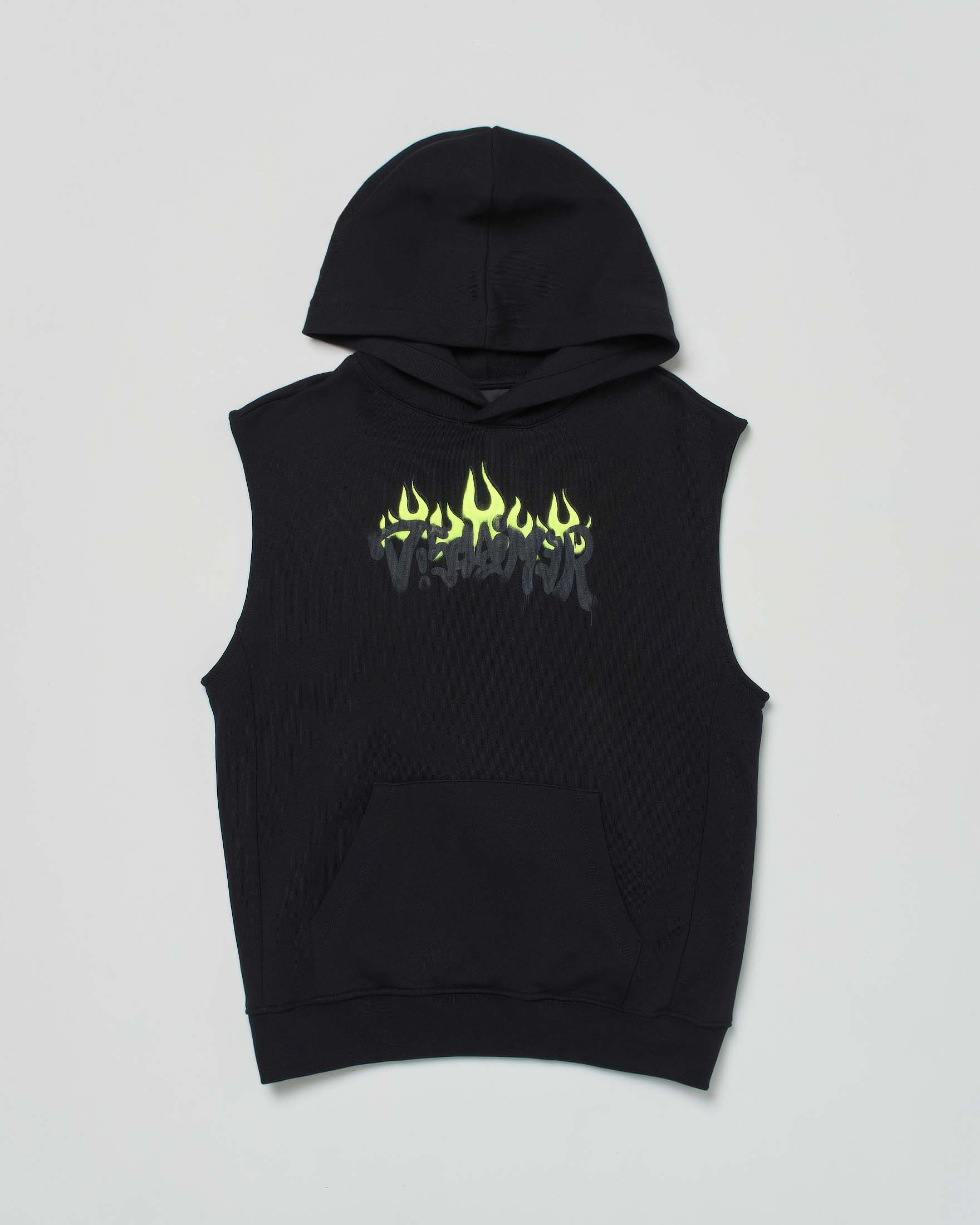 Felpa gilet Disclaimer nera con cappuccio e logo in fiamme
