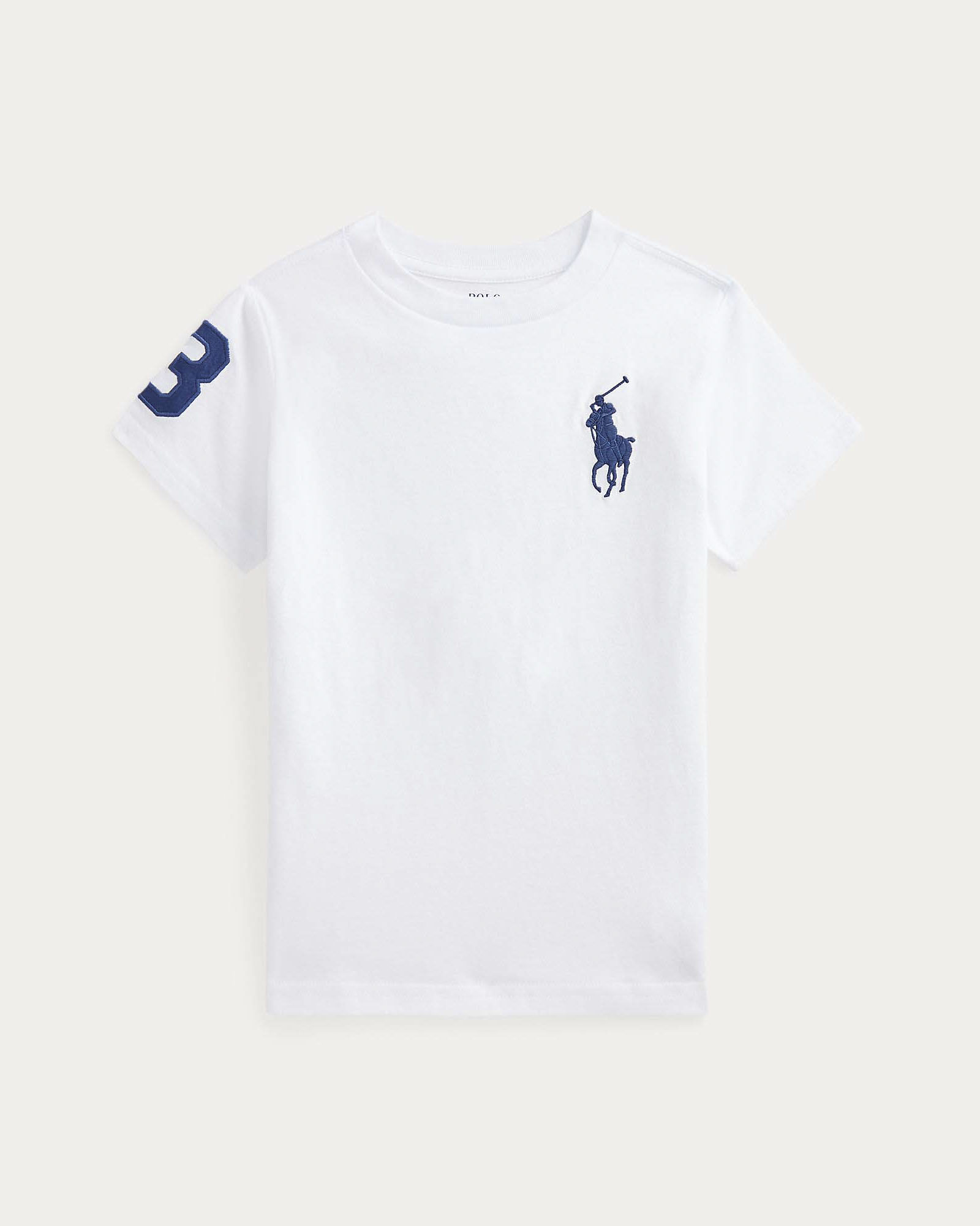 T-shirt Polo bianca girocollo con maxi logo pony e numero sulla manica