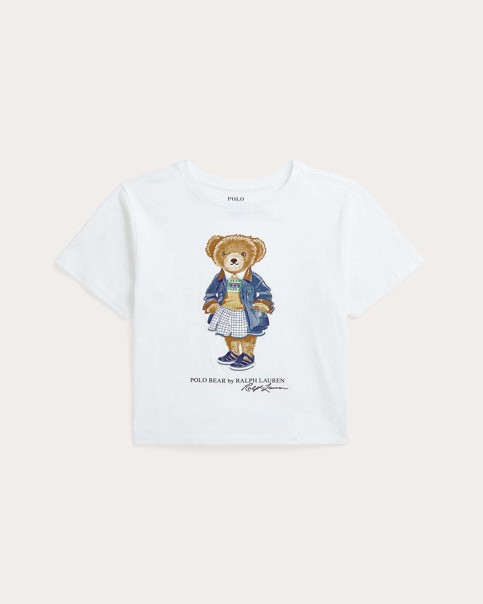 T-shirt cropped bianca Polo con stampa Polo Bear