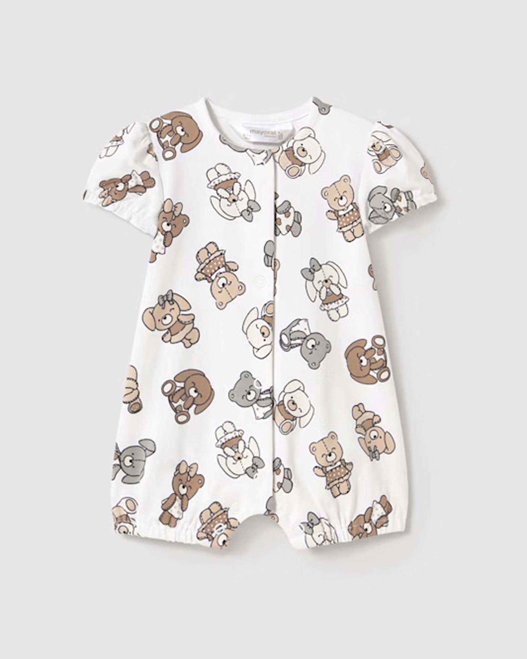 Pagliaccetto corto Mayoral bianco con stampa animaletti all over