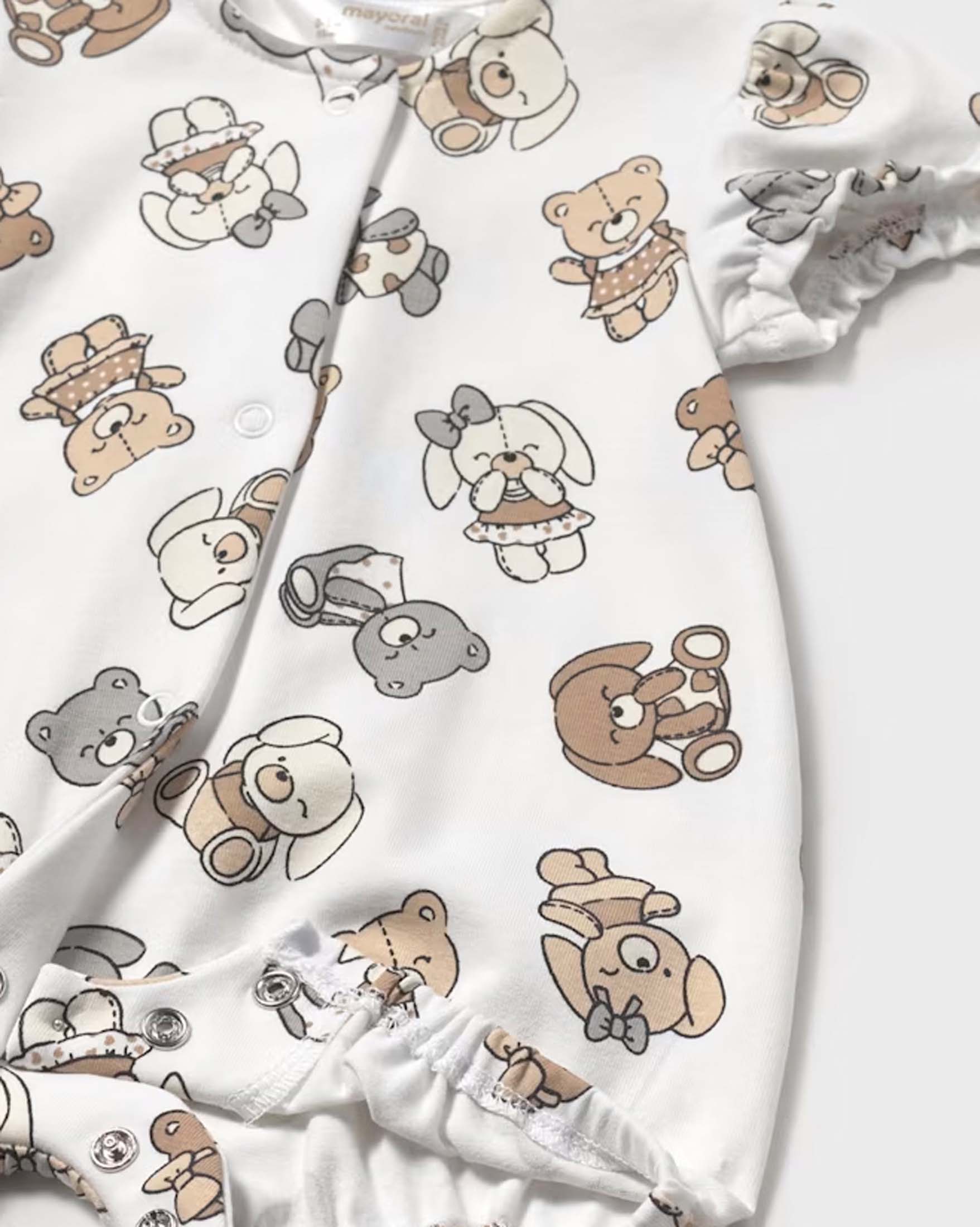 Pagliaccetto corto Mayoral bianco con stampa animaletti all over image