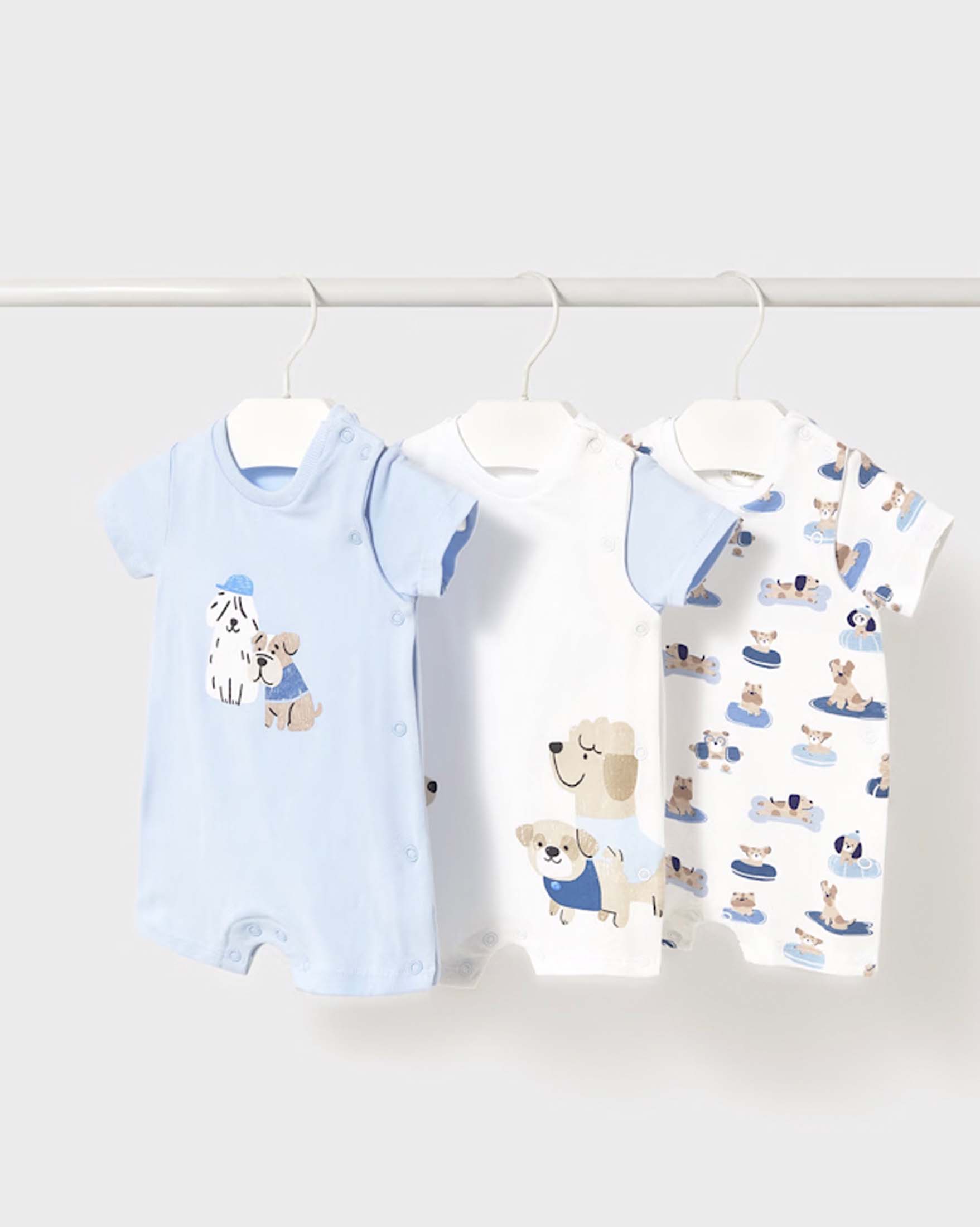 Pagliaccetto Mayoral corto bianco e azzurro con cagnolini image