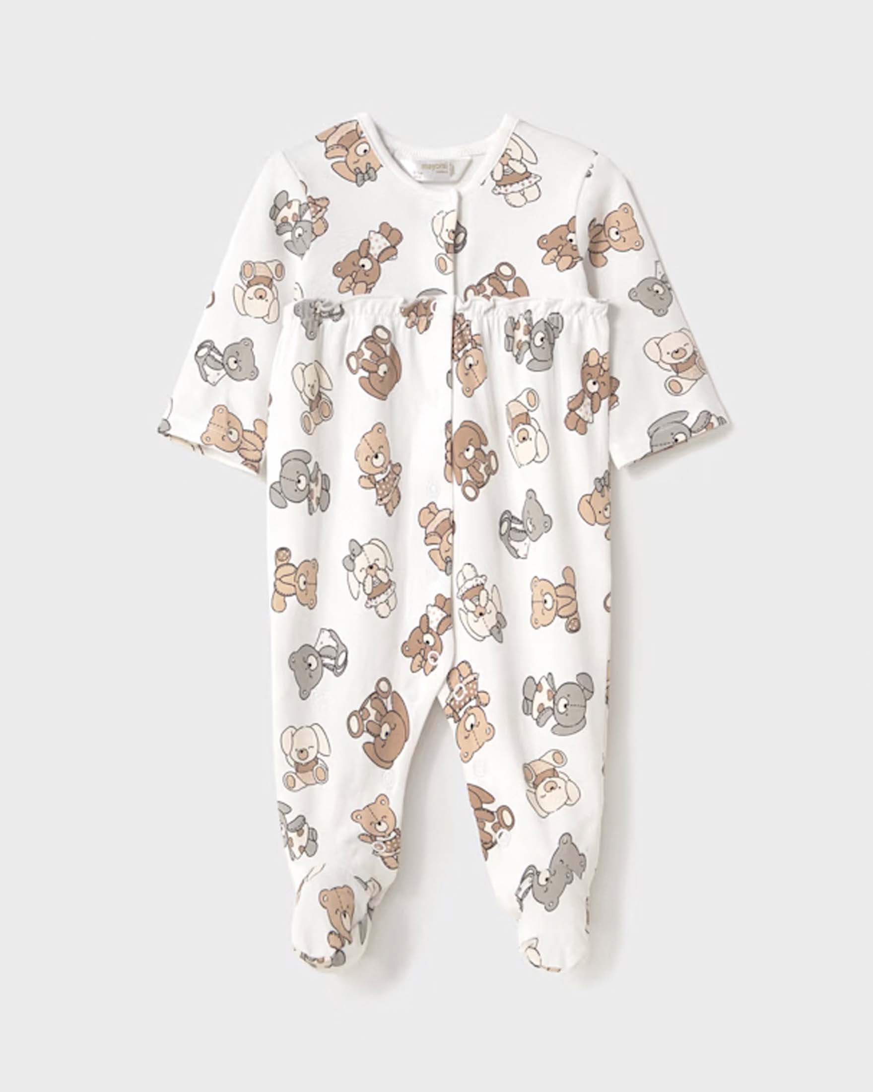 Tutina a gambaletto con maniche lunghe e stampa animaletti all over