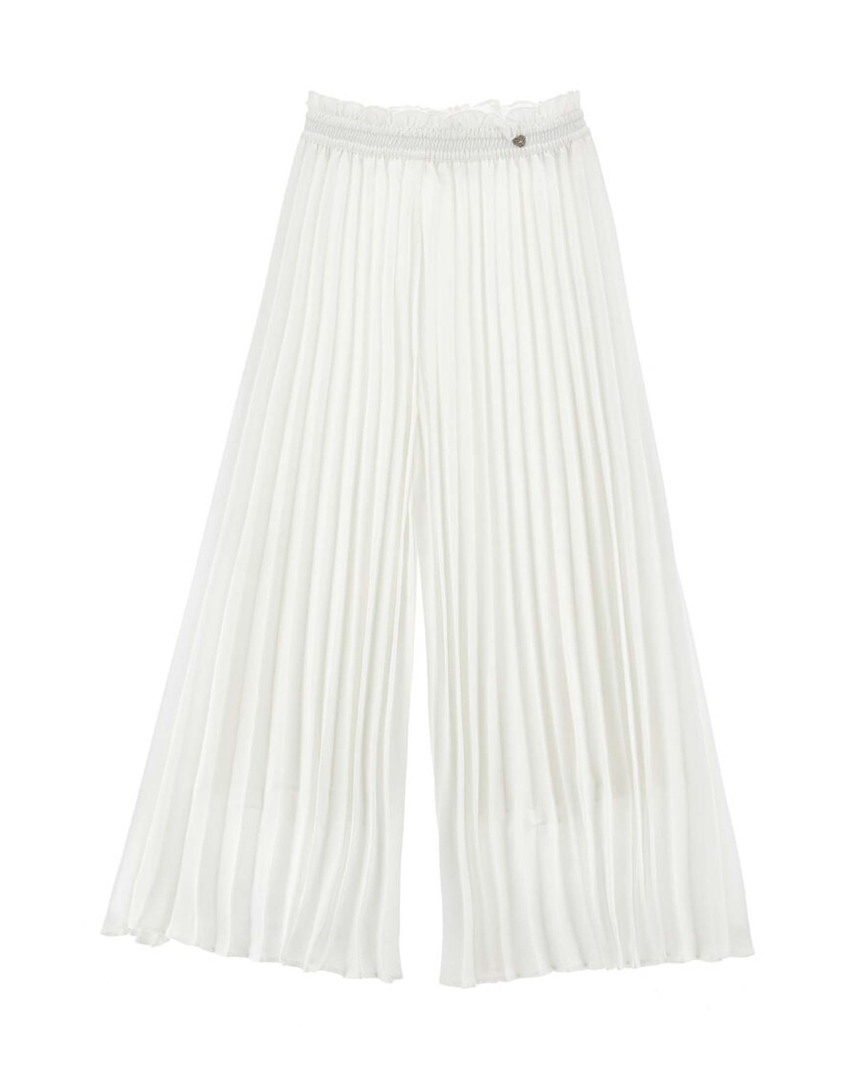 Pantalone a palazzo color panna plissettato