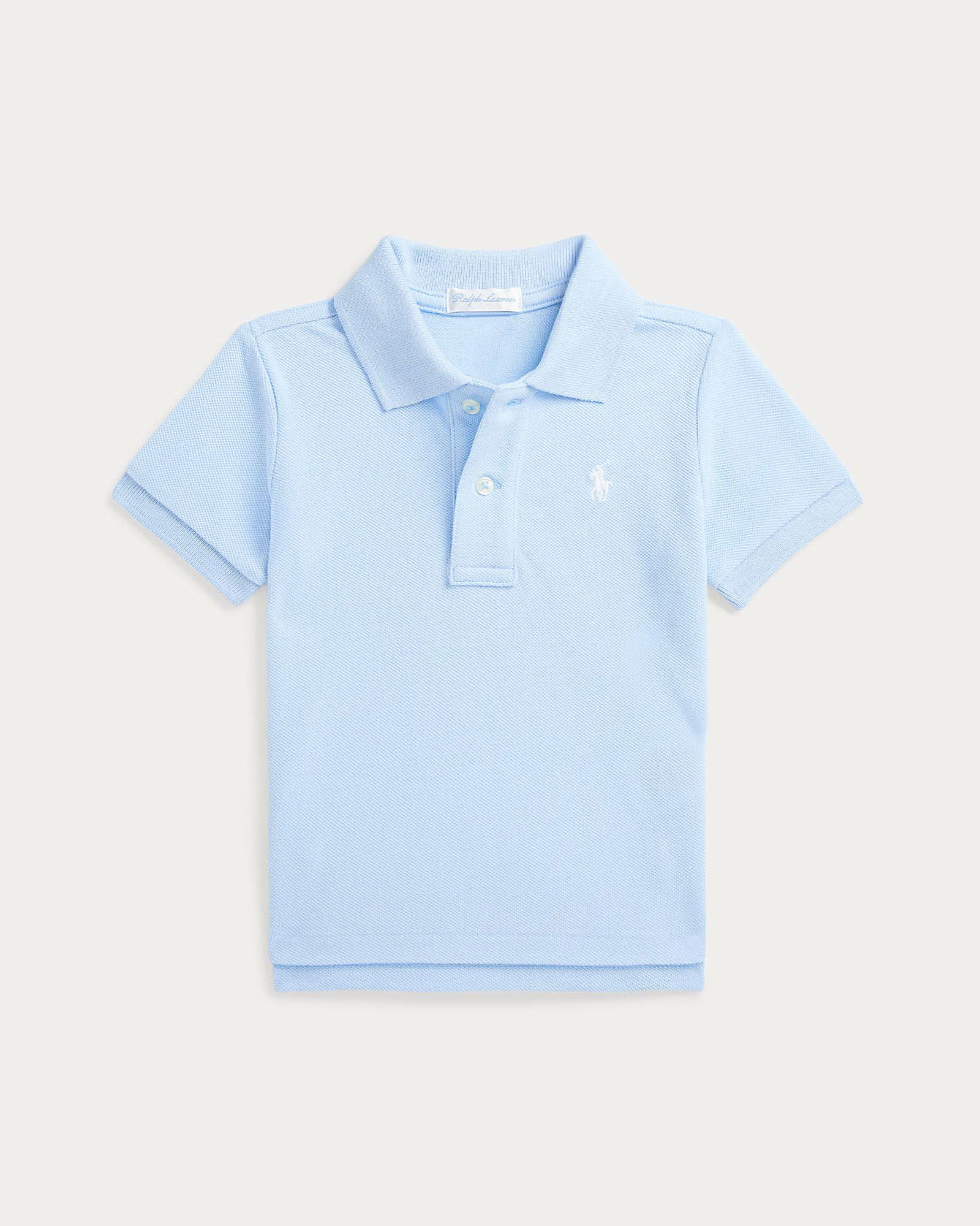 Polo azzurra in piquè di cotone a maniche corte con logo pony bianco Polo
