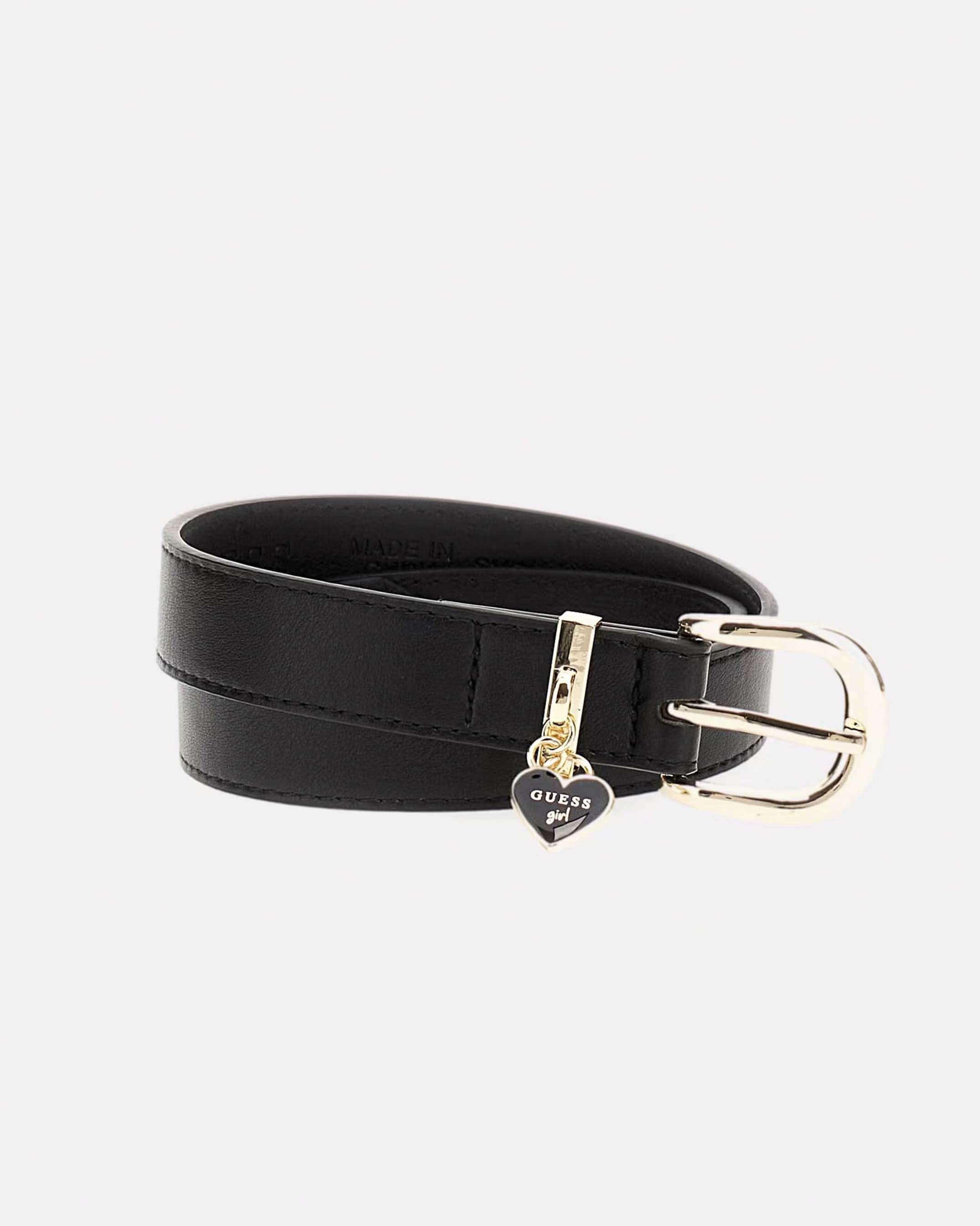 Cintura nera in ecopelle con metalleria color oro