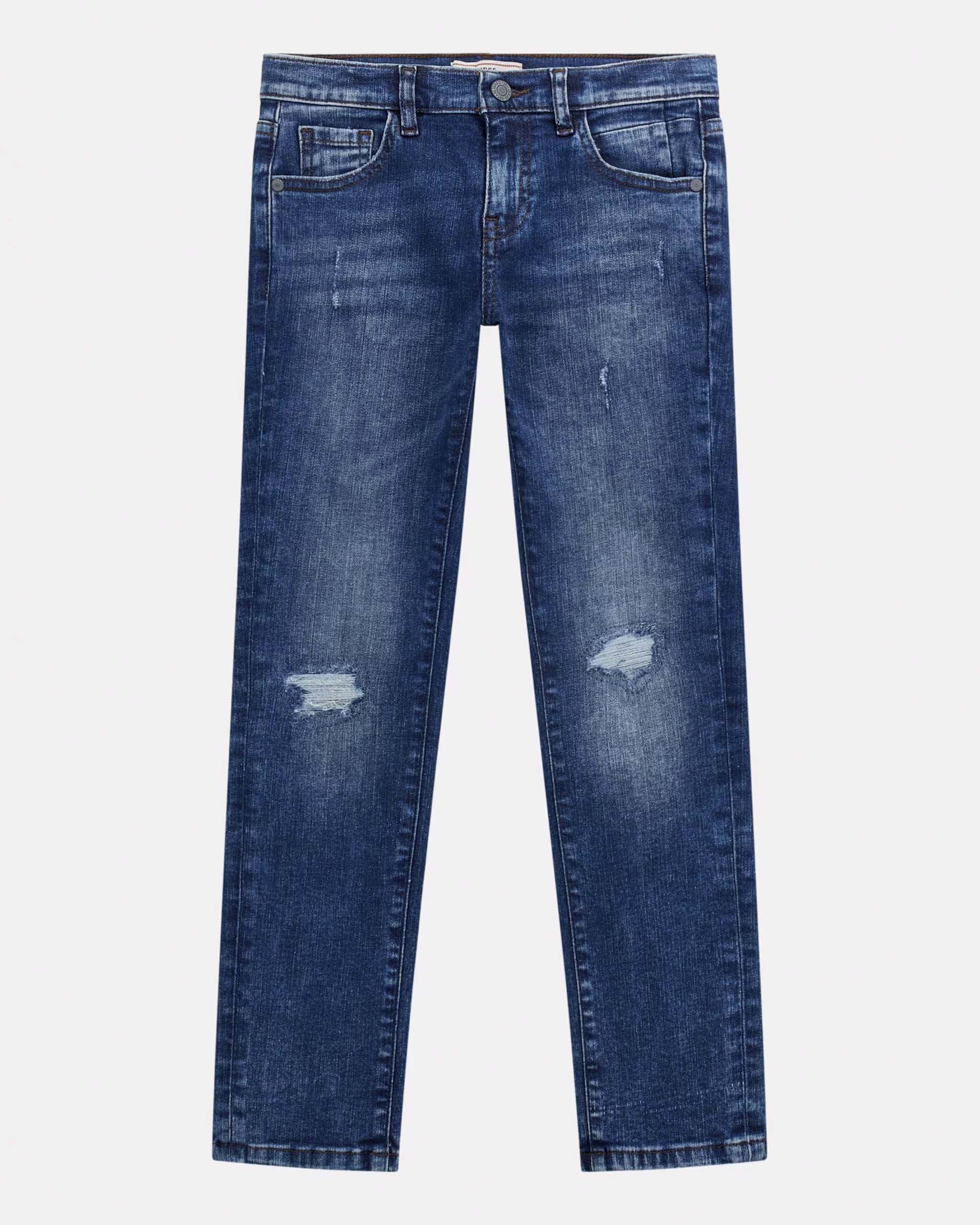 Jeans Guess slim in cotone stretch a lavaggio scuro stone washed con abrasioni