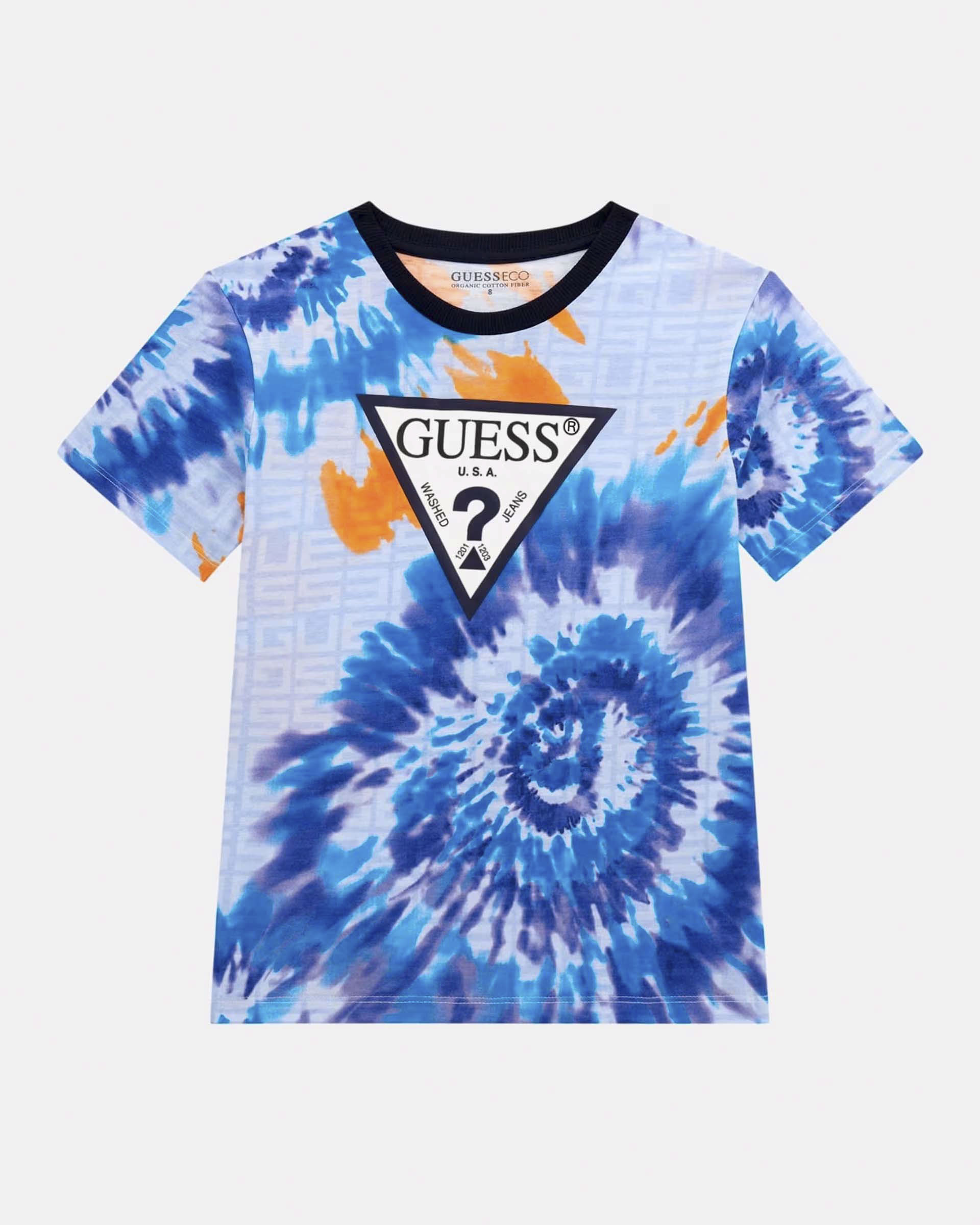 T-shirt tie dye celeste e arancione